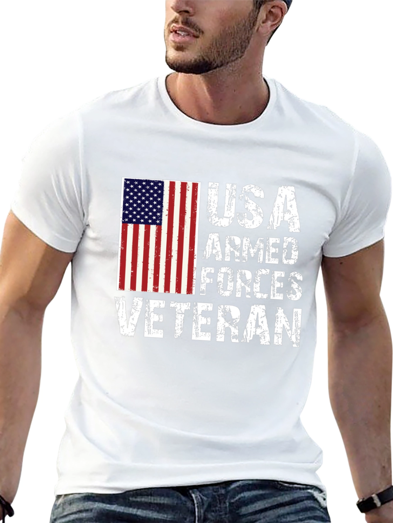 Black USA Armed Forces Veteran T-Shirt view 13