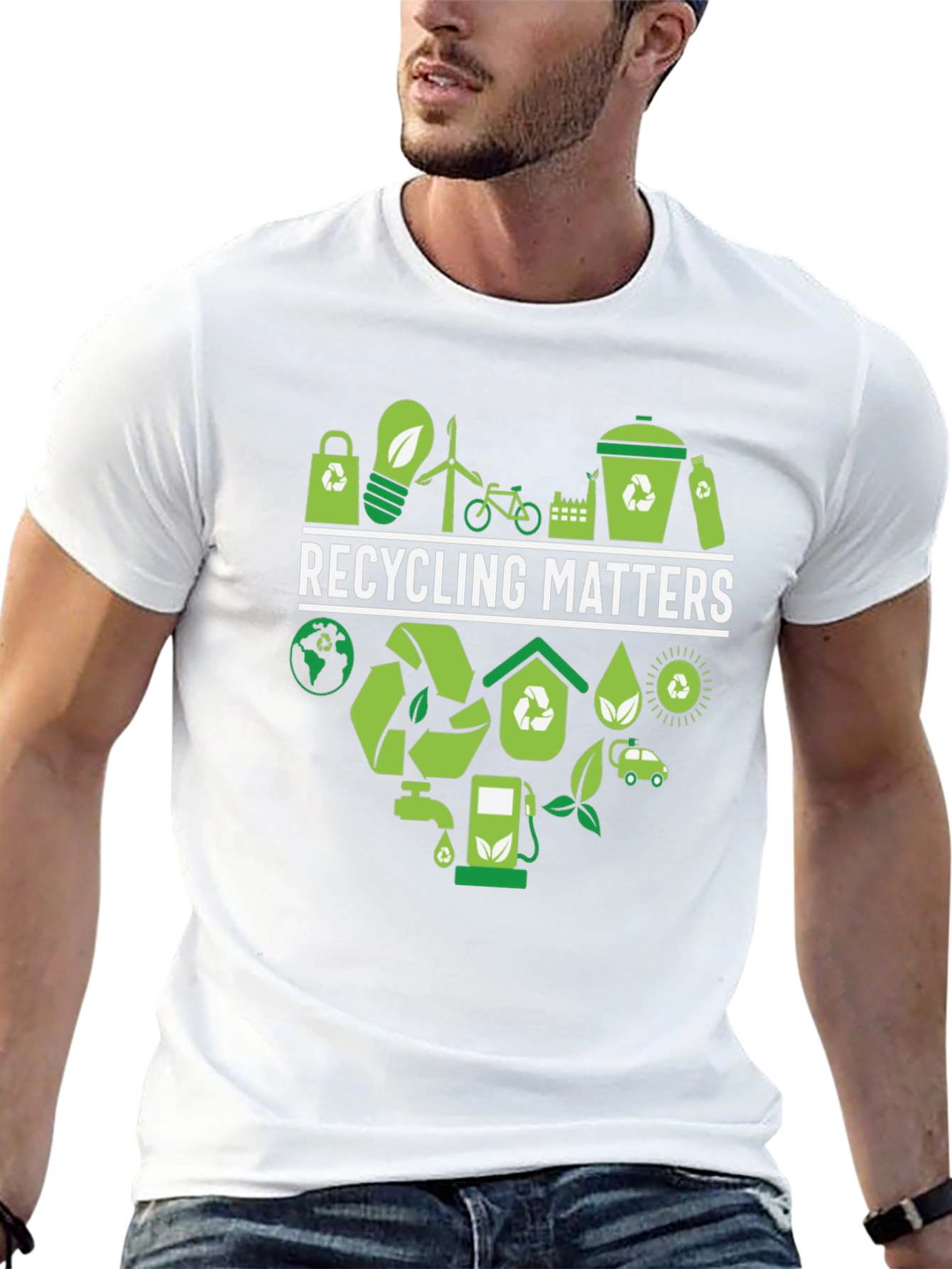 Black Recycling Matters Graphic Tee - Eco-Friendly Design view 13