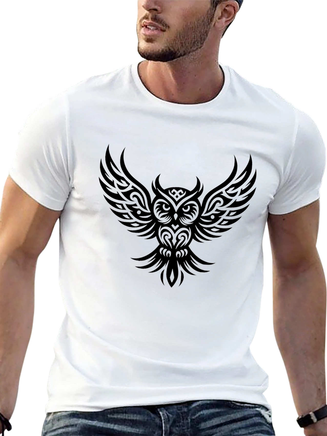 Black Men's Black Owl Graphic Tee view 13
