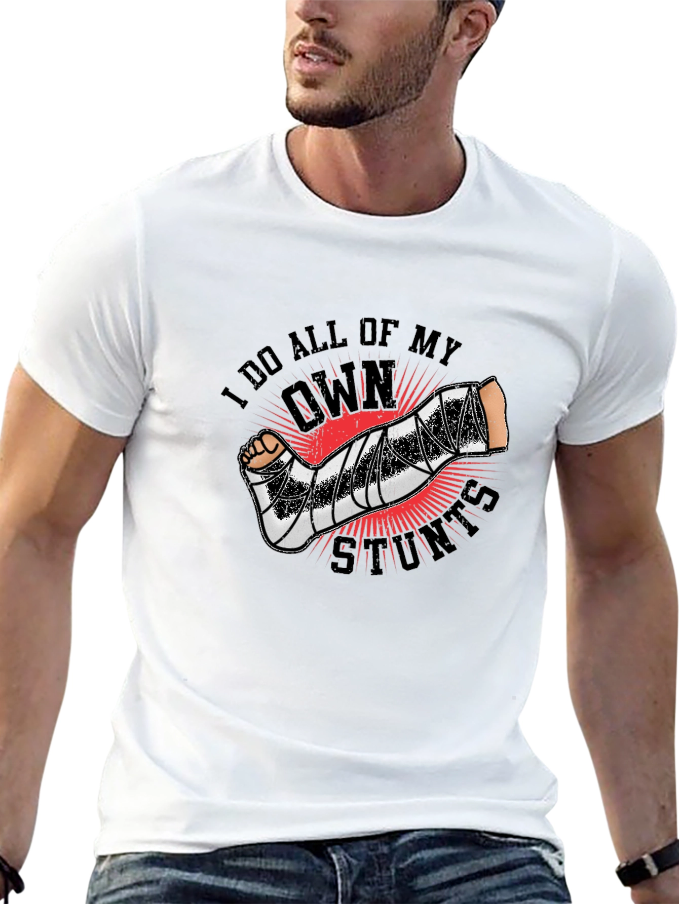 Black I Do All My Own Stunts T-Shirt view 13