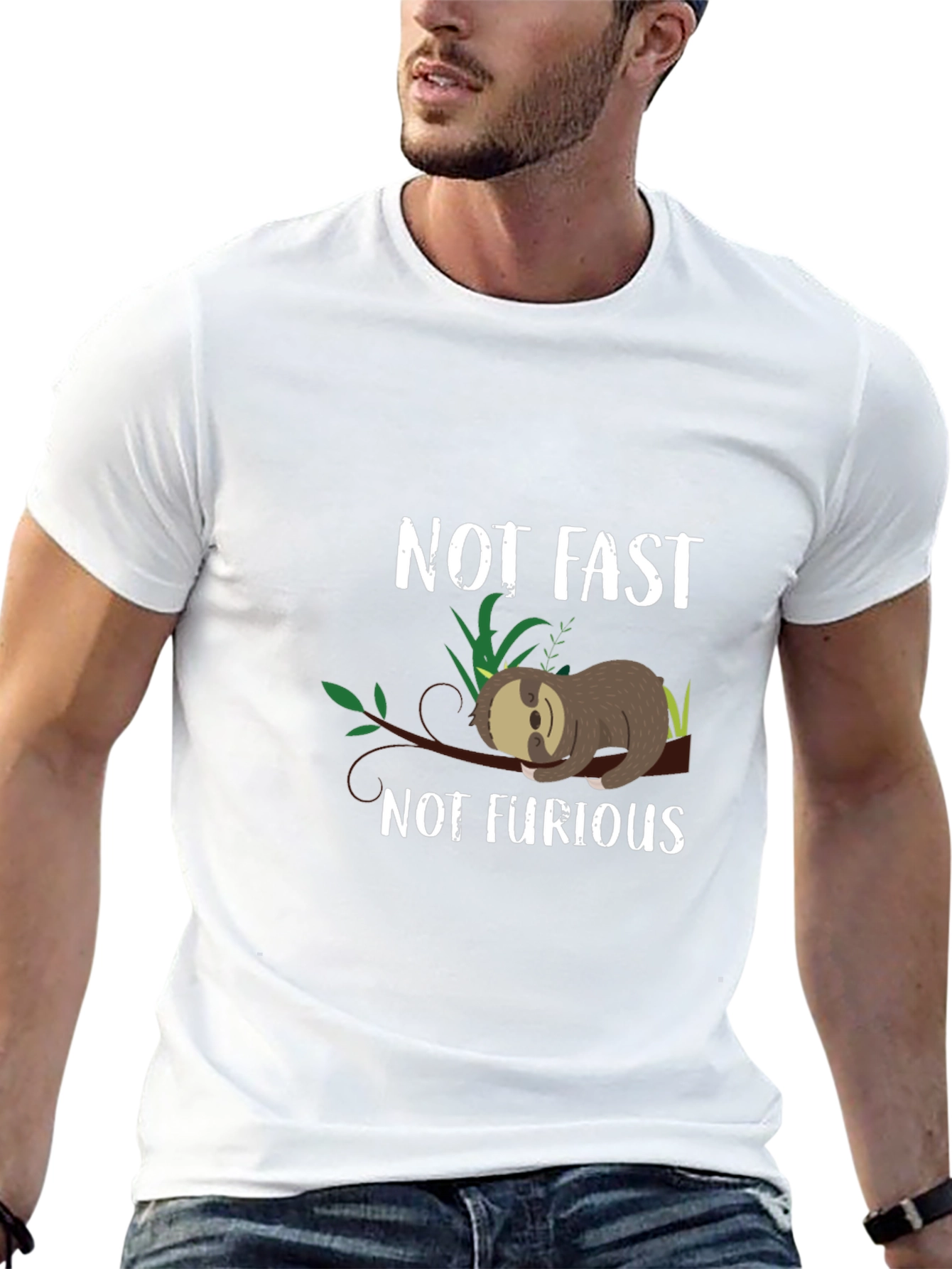 Black Not Fast Not Furious Sloth Graphic Tee view 13
