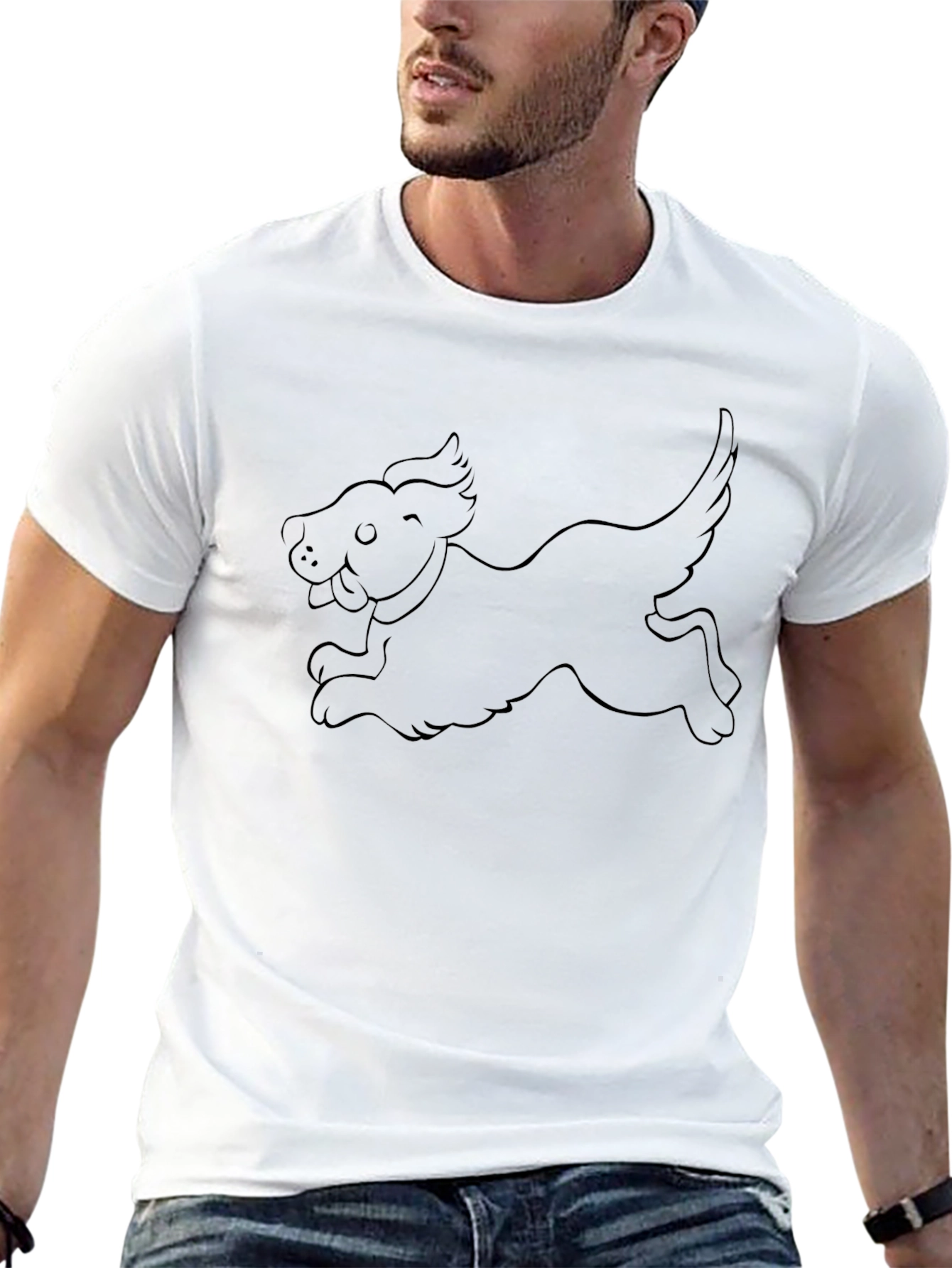 Black Dog Outline Graphic Black T-Shirt view 13