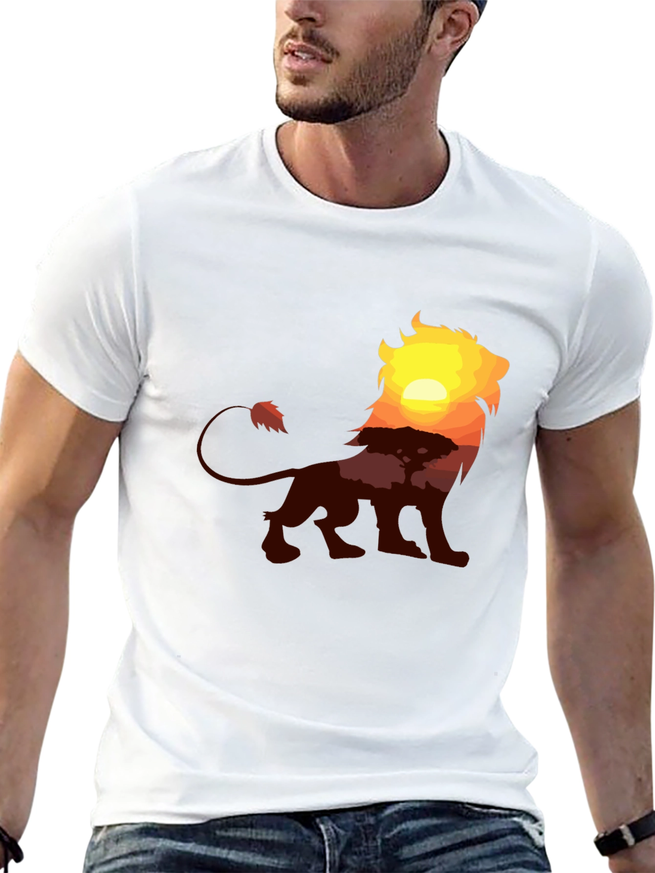 Black Lion Sunset Graphic Tee - Classic Black T-Shirt view 13