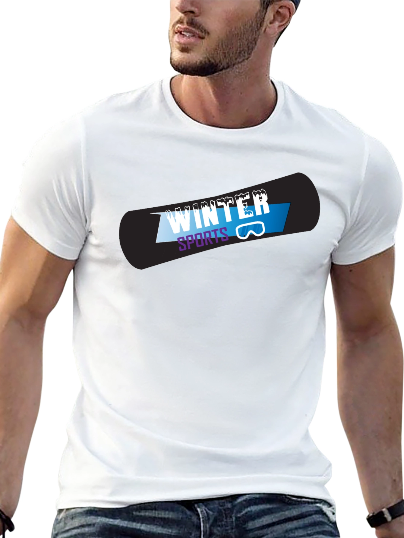 Black Winter Sports Graphic T-Shirt view 13