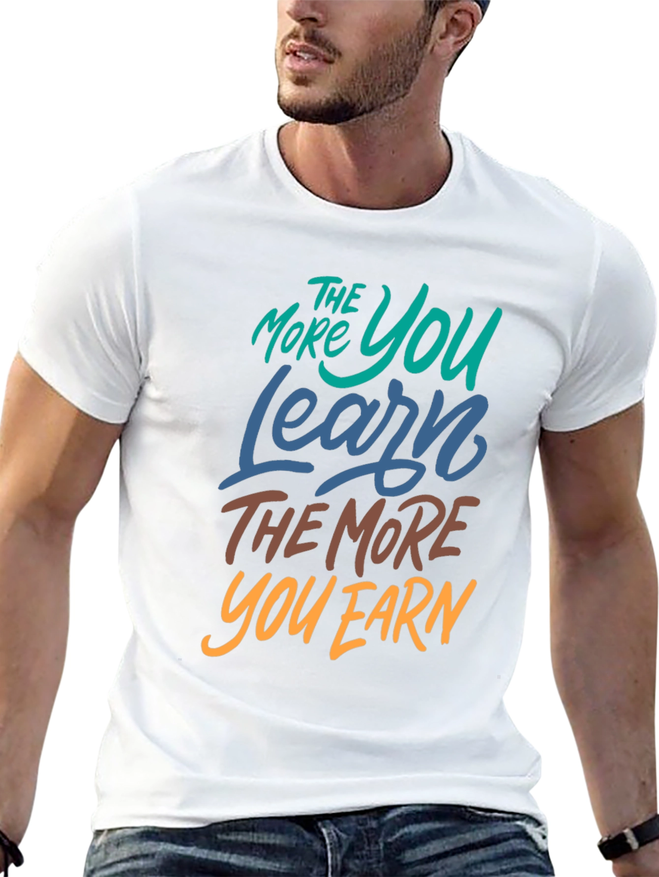 Black Learn More Earn More Graphic Tee view 13