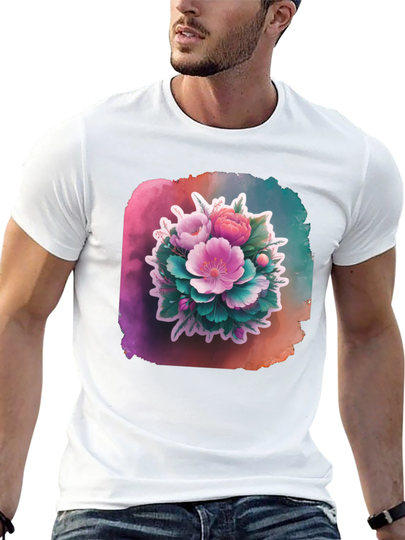 Black Floral Bouquet Black T-Shirt view 13