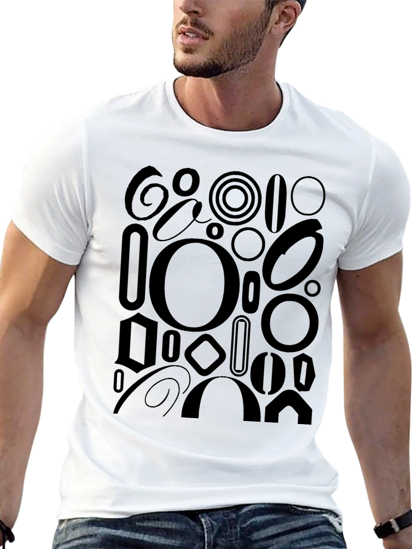 Black Abstract Shapes Black Graphic Tee view 13