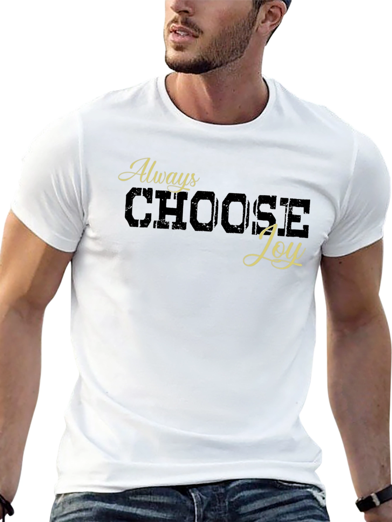 Black Always Choose Joy Graphic Tee - Black Cotton Blend view 13