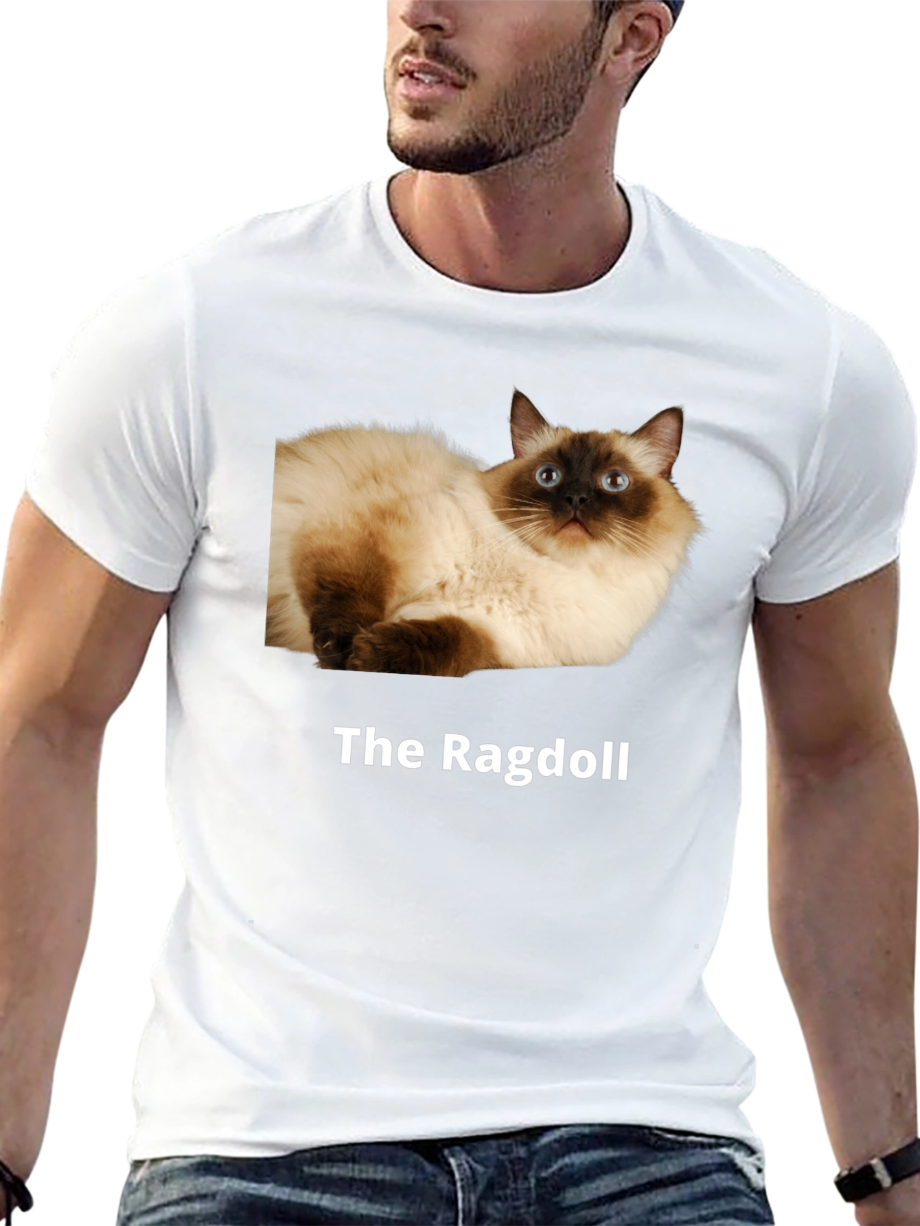 Black Ragdoll Cat T-Shirt - Premium Cotton Blend view 13