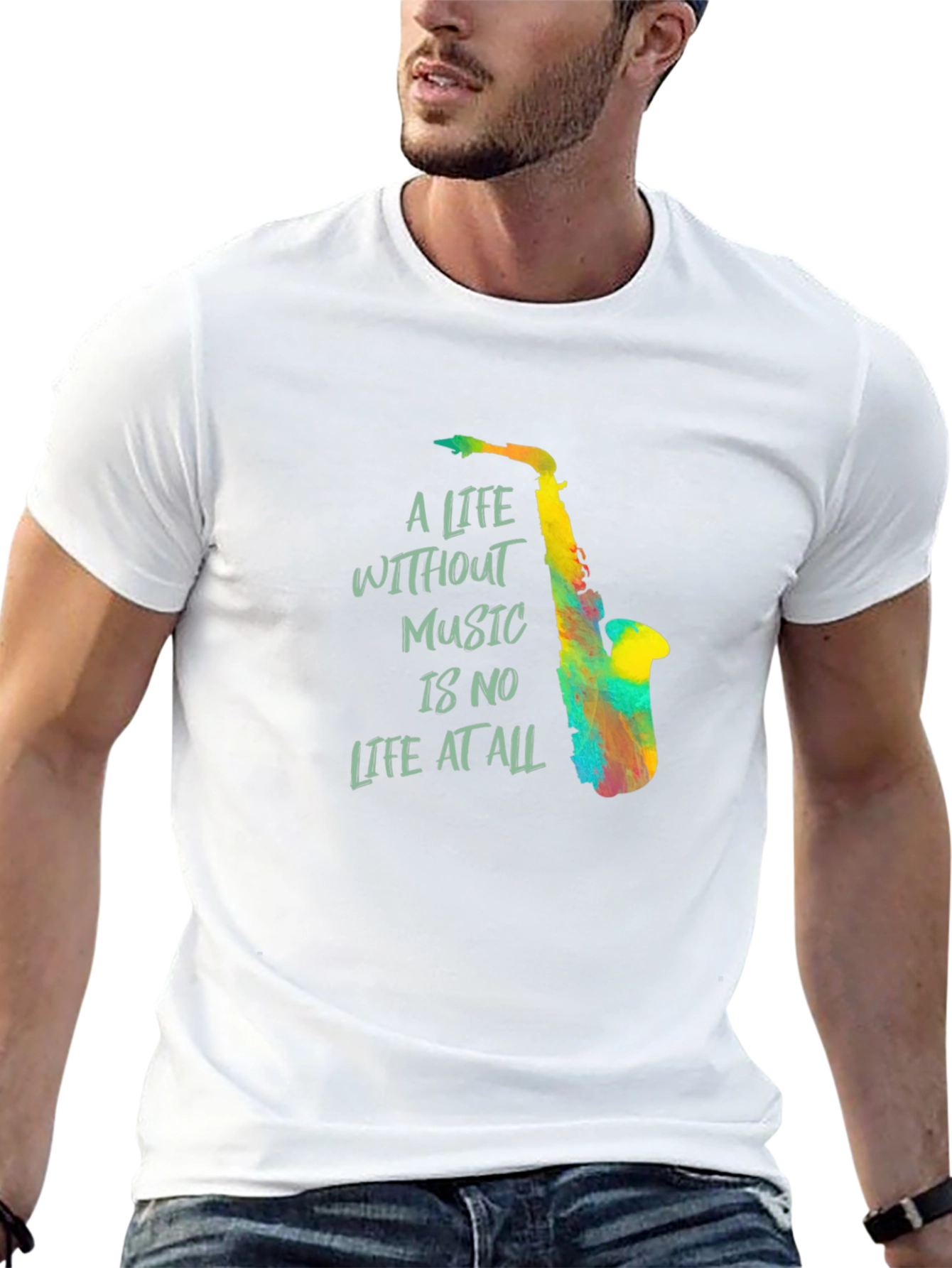 Black Music Lover Tee: "A Life Without Music" Graphic T-Shirt view 13