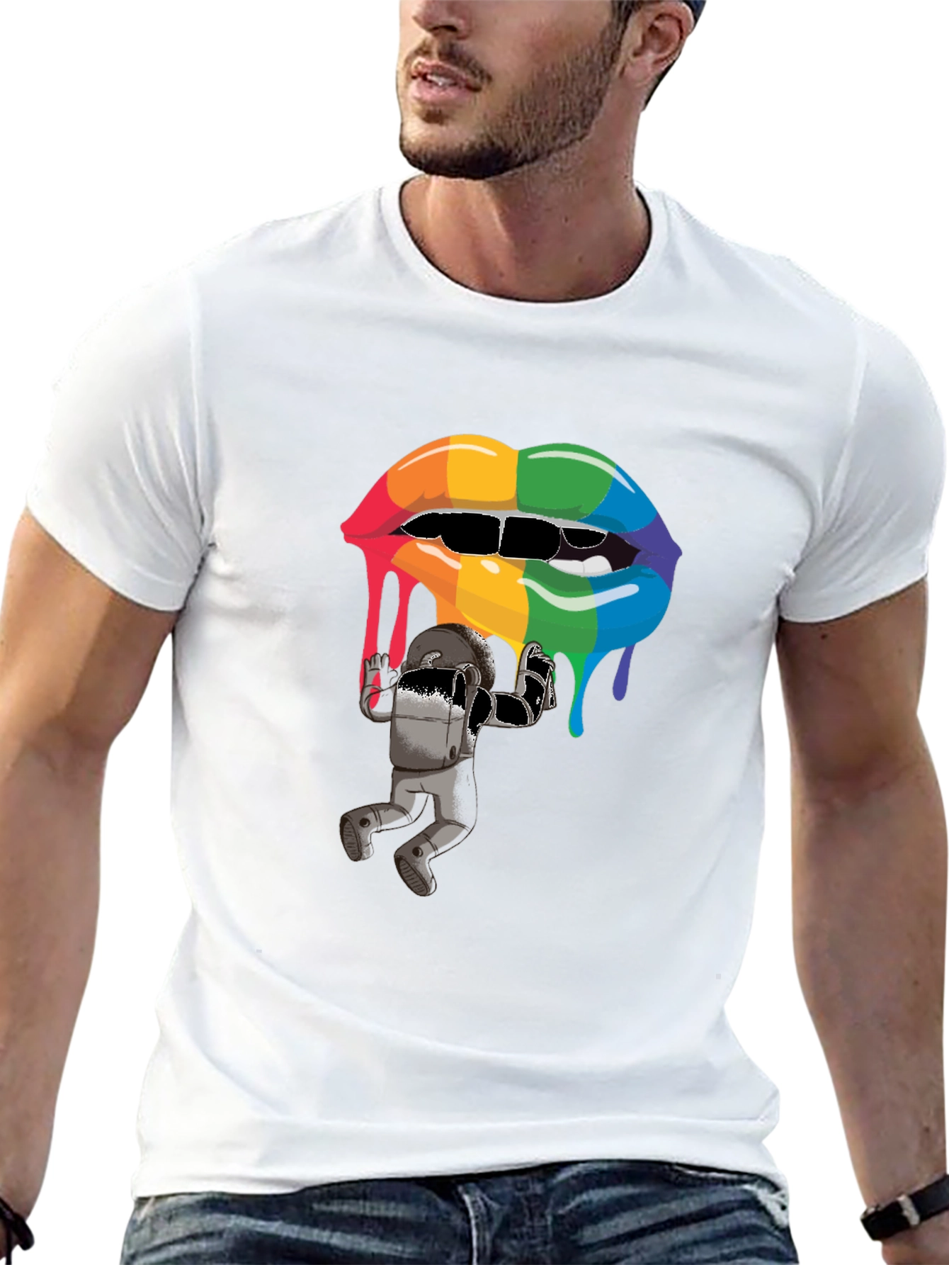 Black Rainbow Lips Graphic T-Shirt view 13