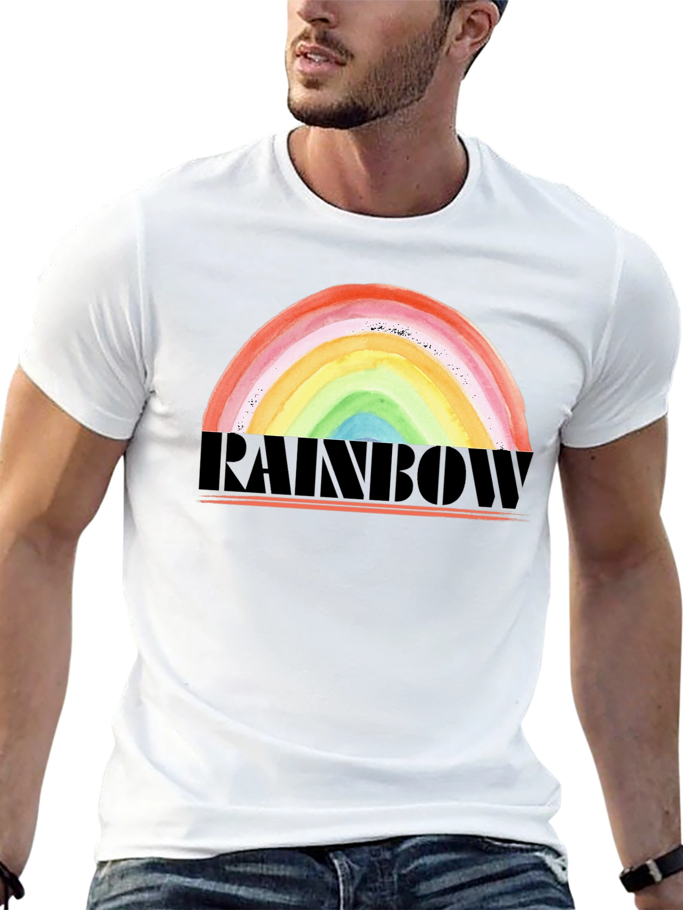 Black Rainbow Graphic Tee - Colorful Pride Design T-Shirt view 13