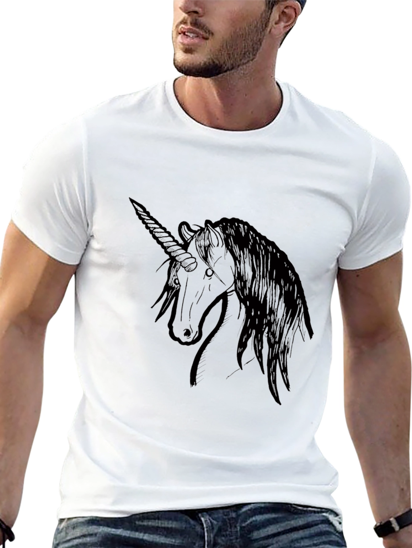 Black Unicorn Graphic Tee - Black Cotton T-Shirt view 13
