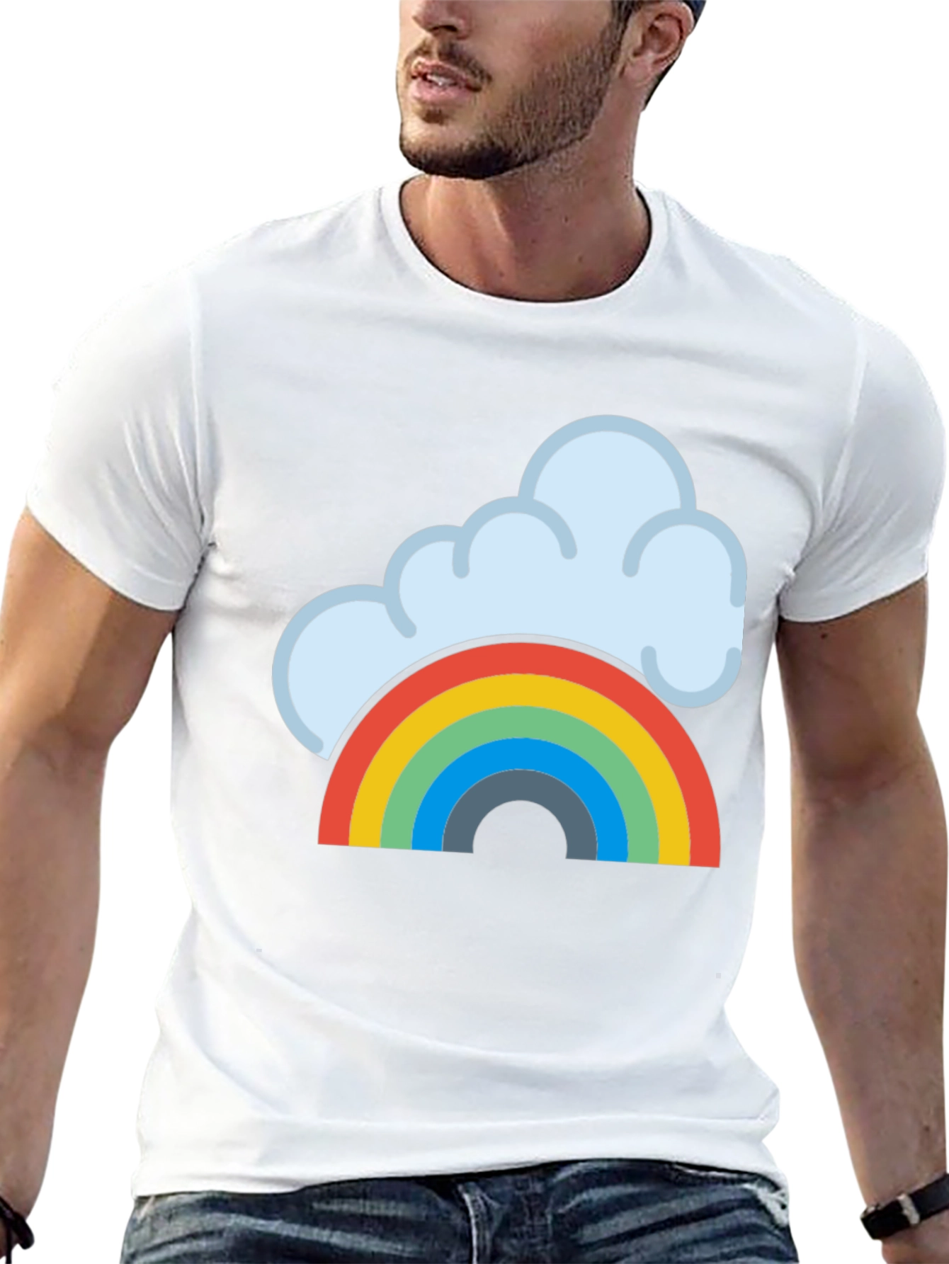 Black Rainbow Cloud Graphic Tee - Black Cotton T-Shirt view 13
