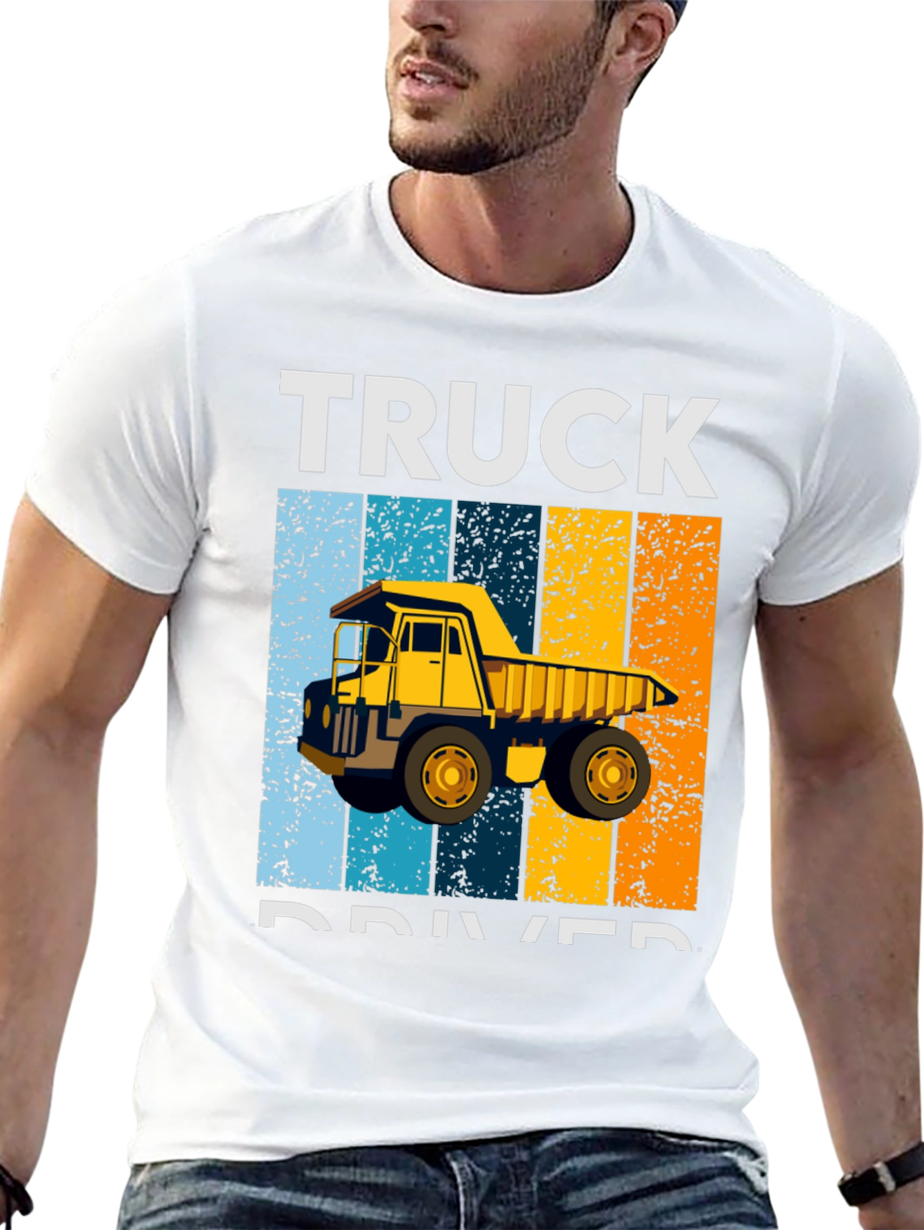 Black Truck Driver Retro Style Graphic T-Shirt view 13