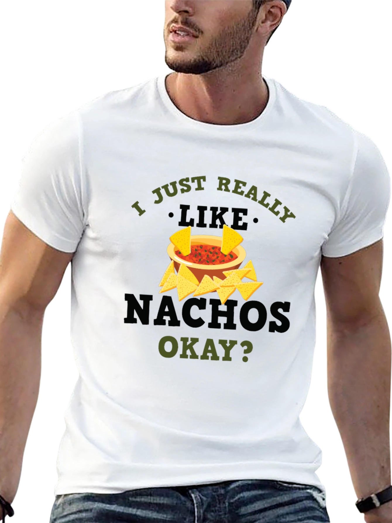 Black I Just Really Like Nachos Black Graphic T-Shirt view 13