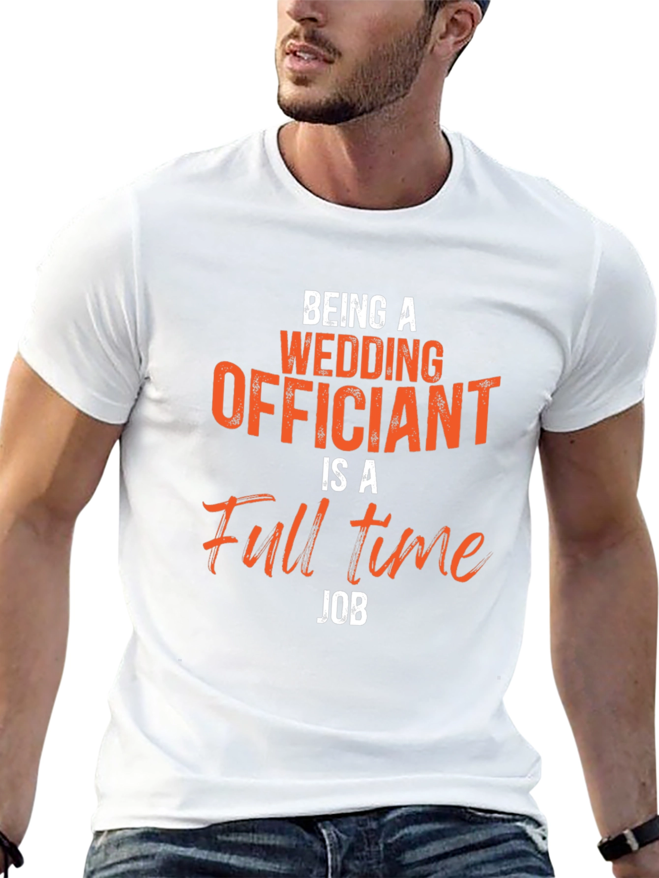 Black Wedding Officiant Full-Time Job T-Shirt view 13
