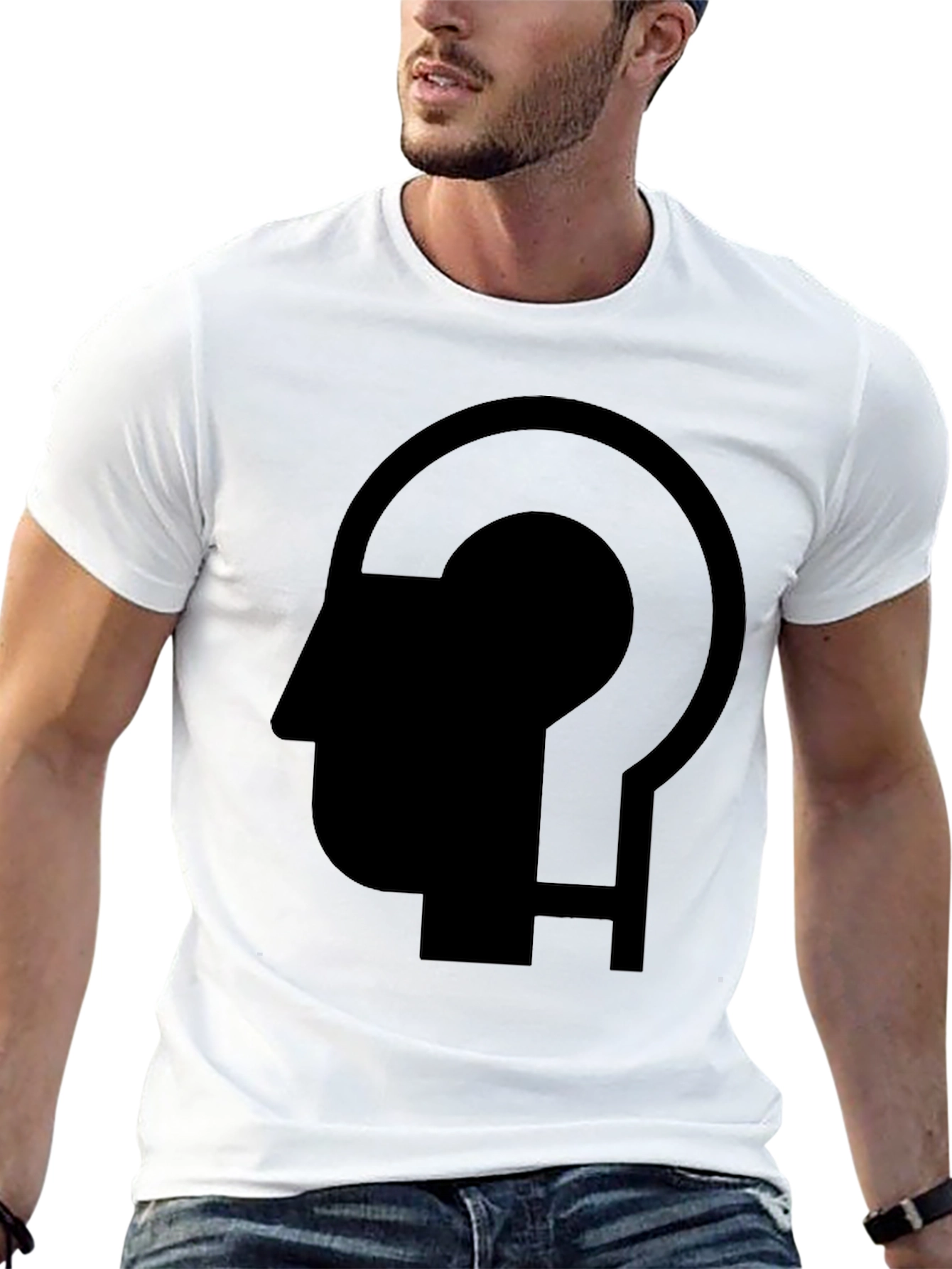 Black Thinking Man T-Shirt - Black Graphic Tee view 13