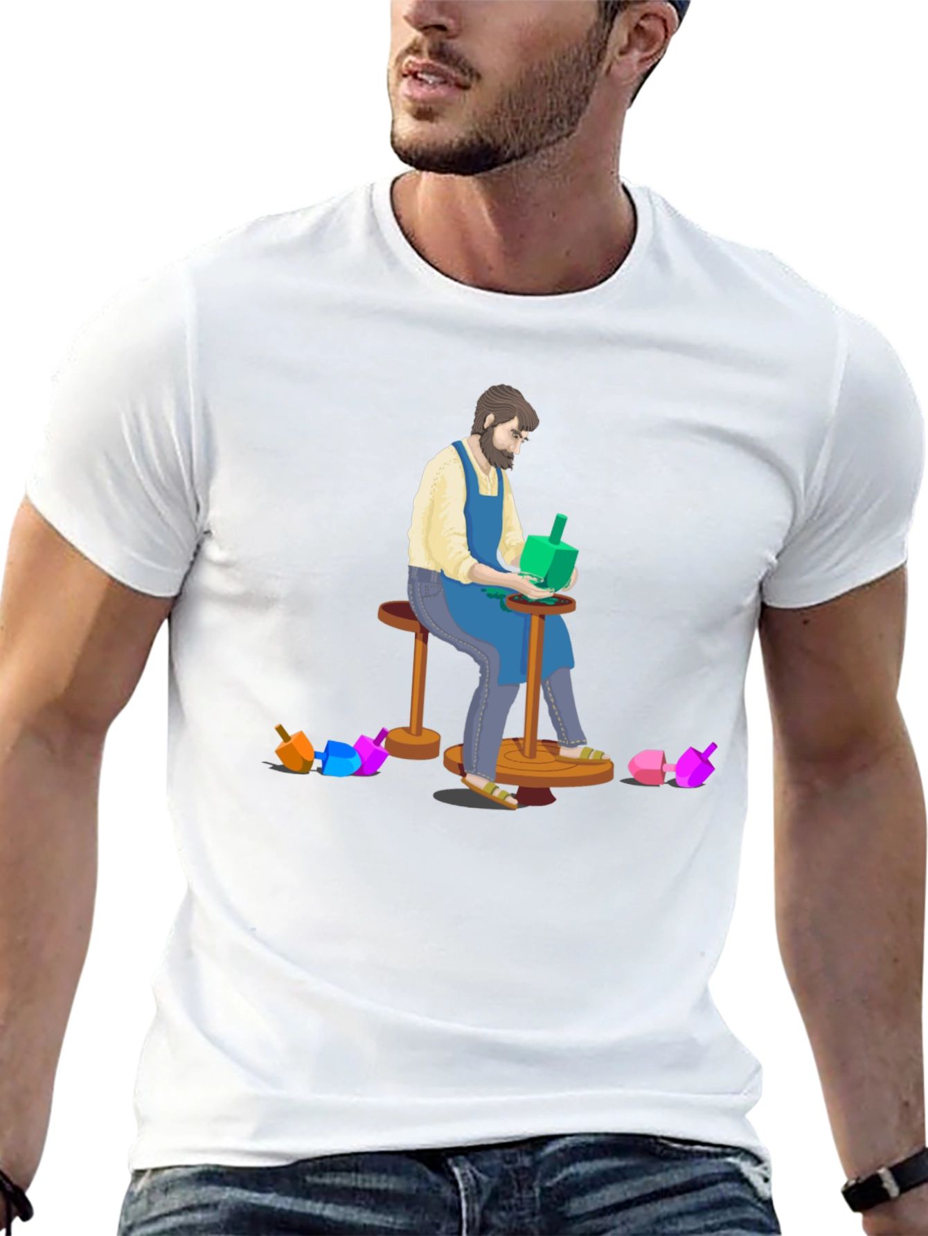Black Artisan Dreidel Maker T-Shirt view 13