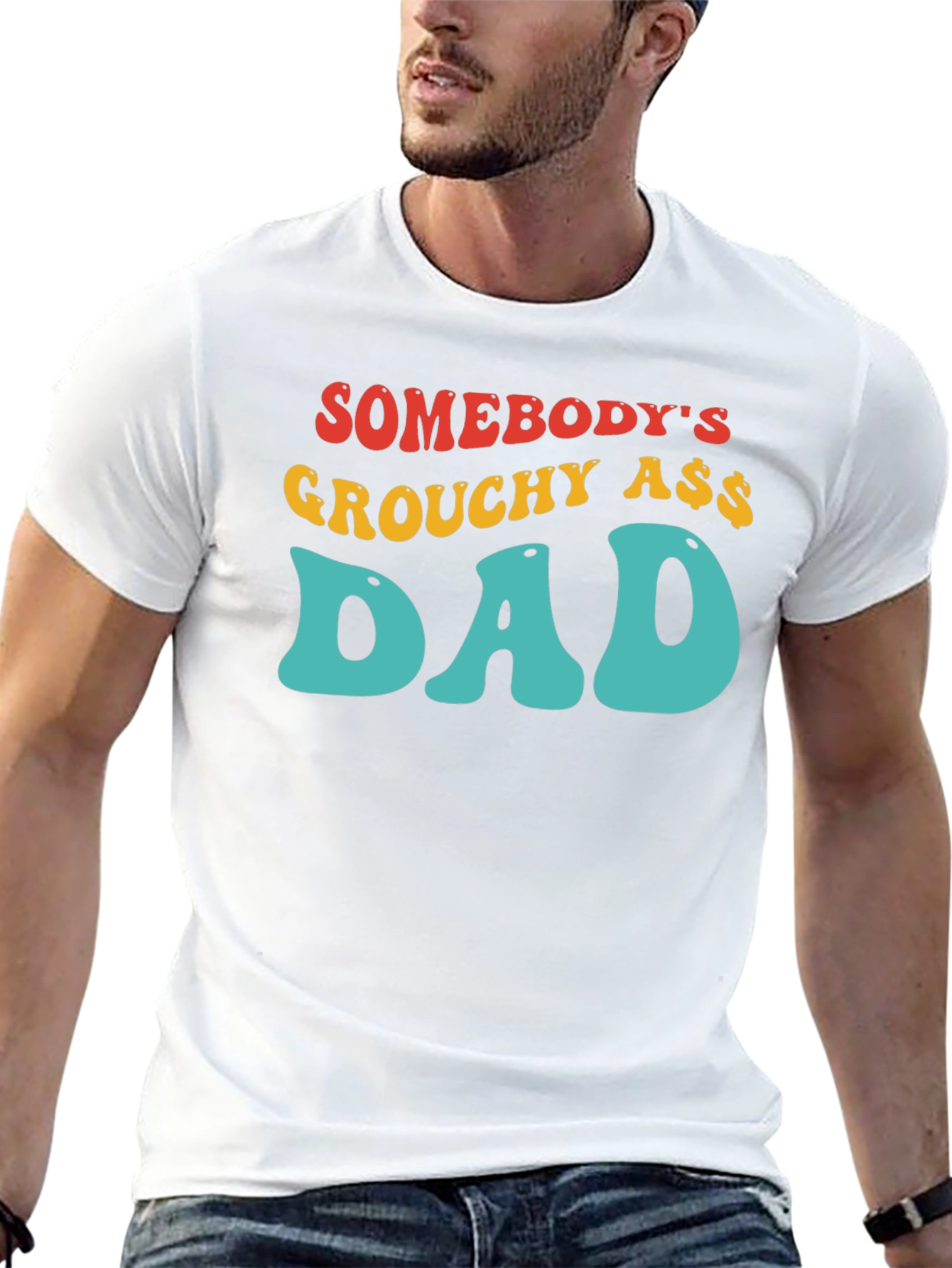 Black Grouchy Ass Dad T-Shirt - Black Cotton Tee view 13