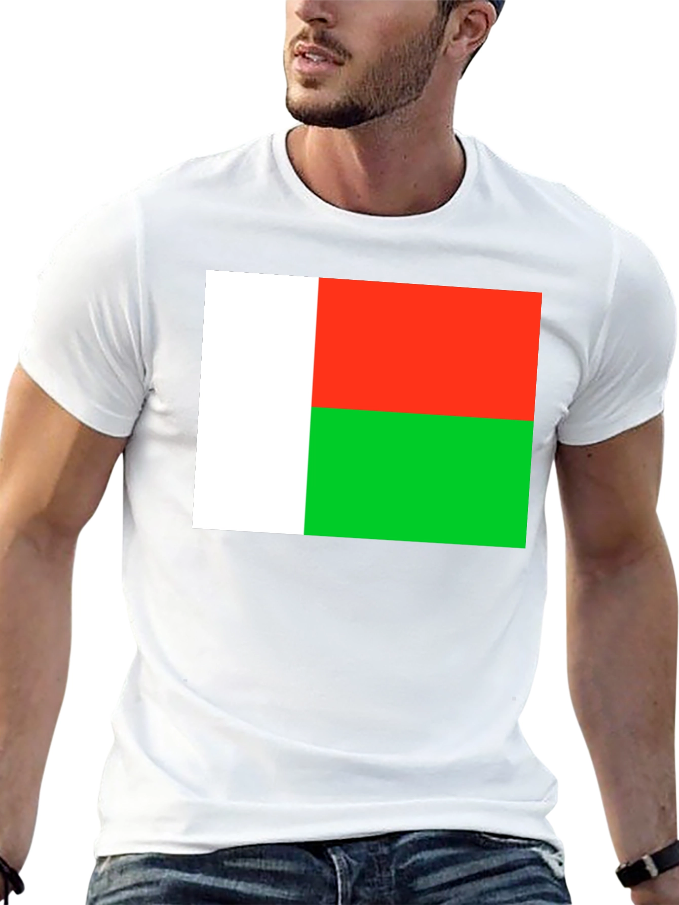 Black Madagascar Flag T-Shirt - Black Cotton Tee view 13