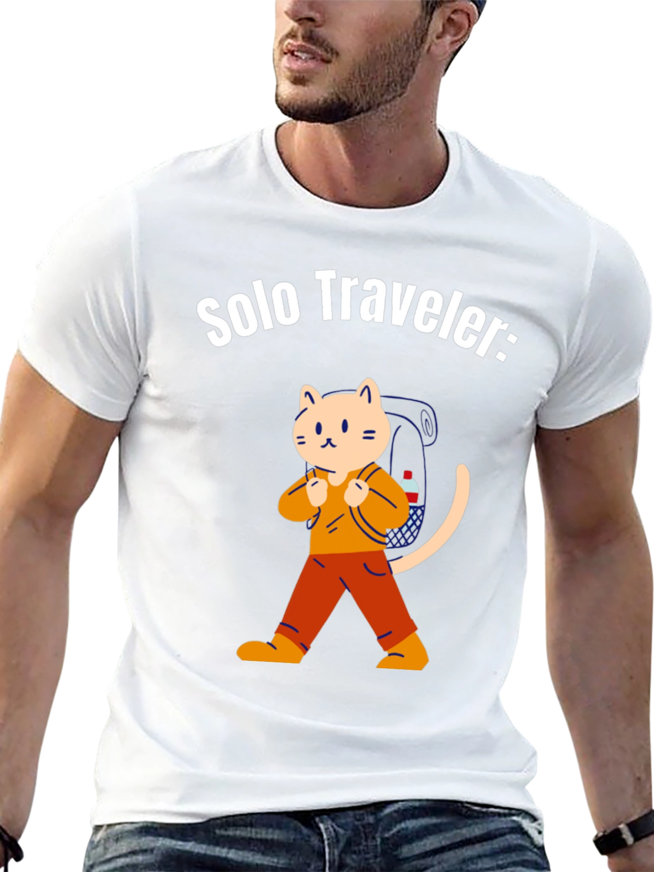 Black Solo Traveler Cat T-Shirt view 13