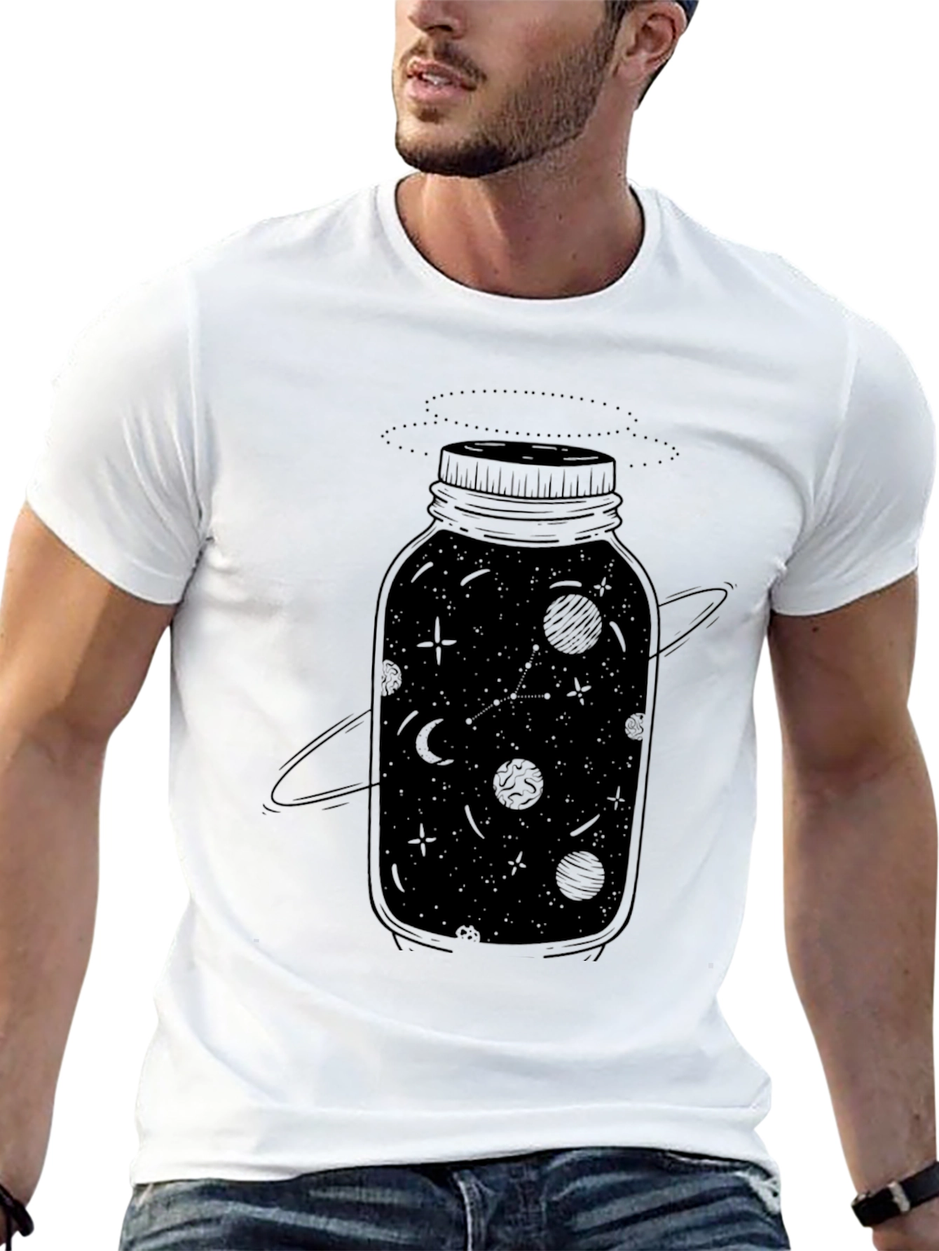 Black Galaxy Jar Graphic Tee - Black Cotton T-Shirt view 13