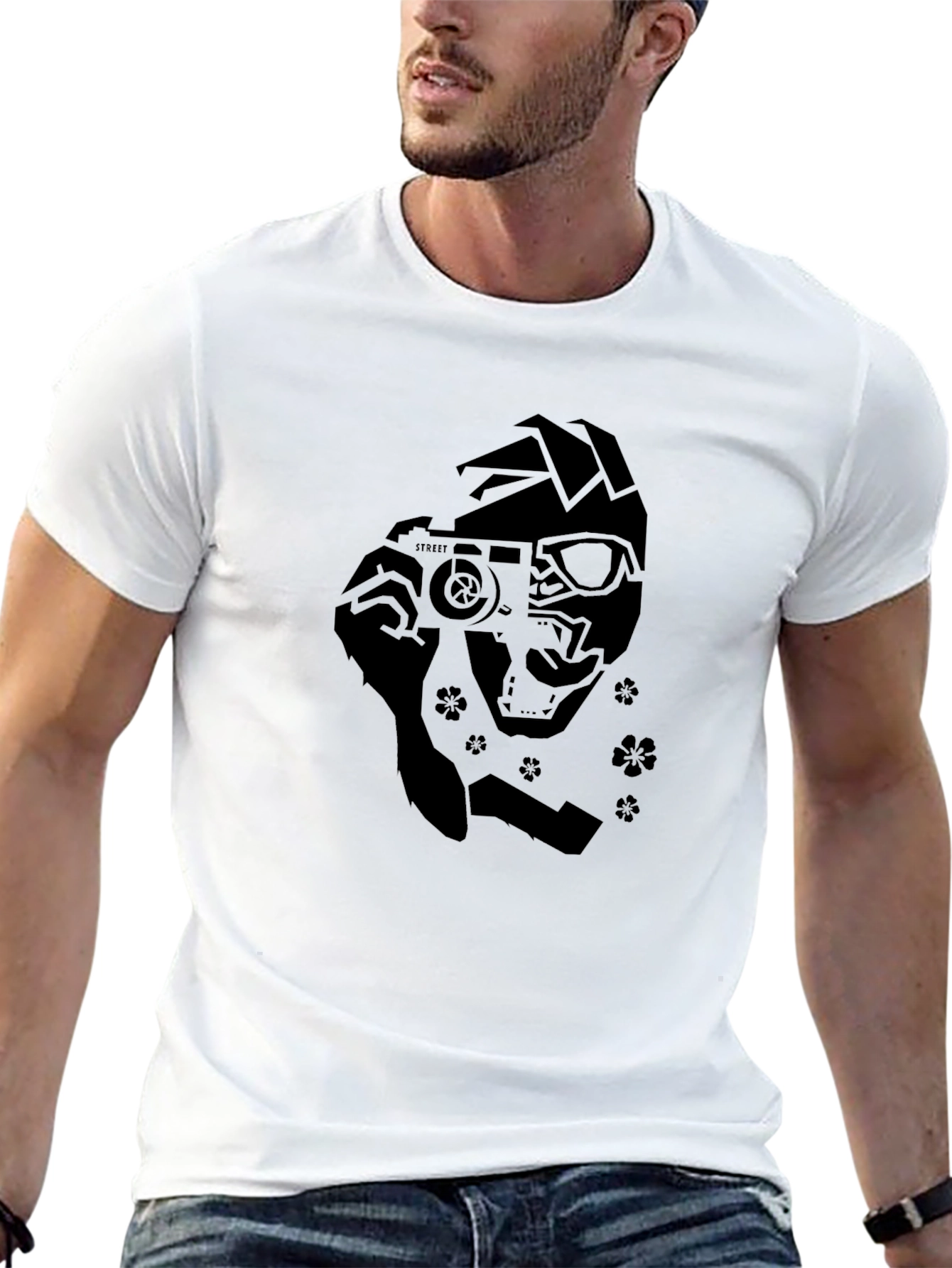 Black Camera Ninja Graphic Black T-Shirt view 13