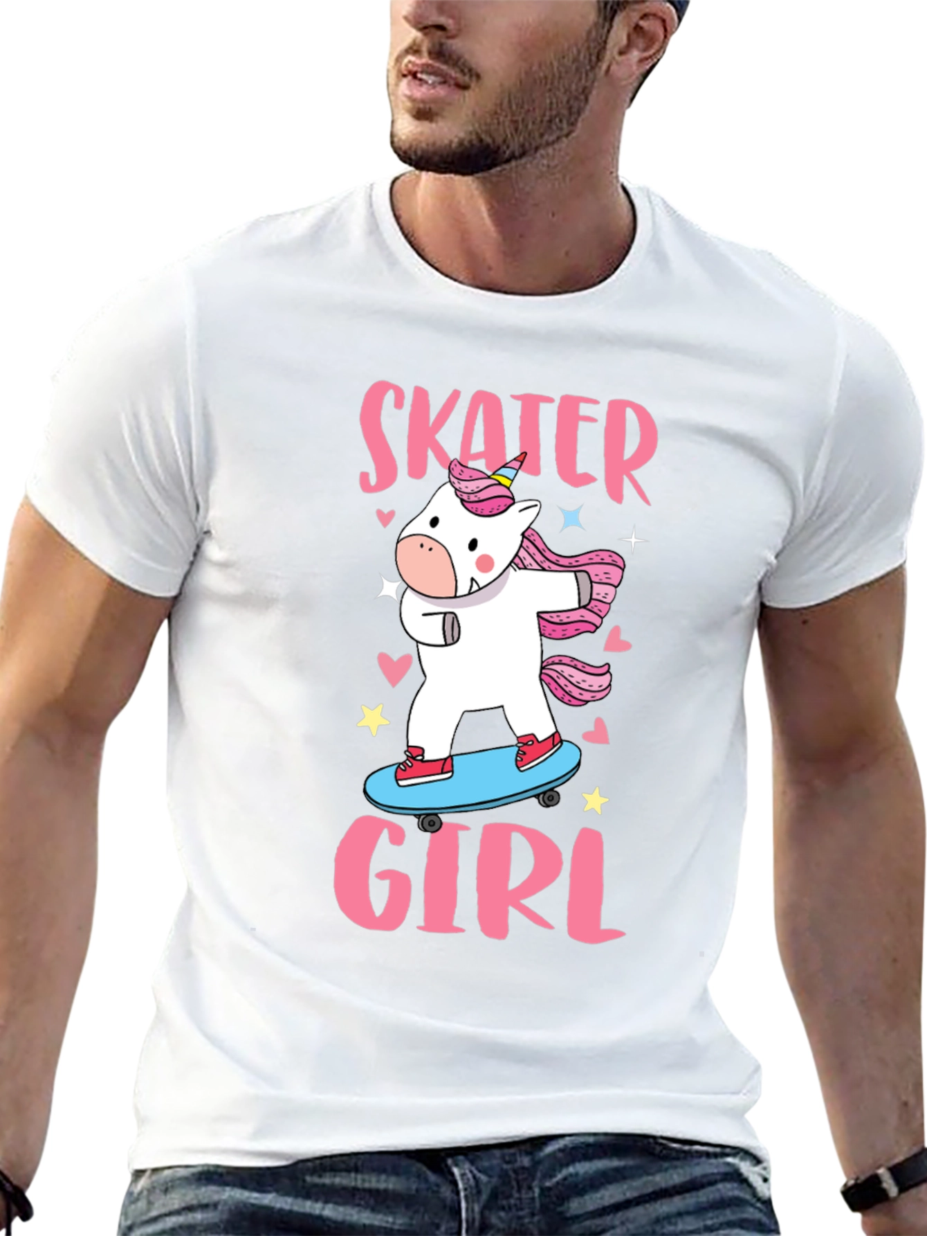 Black Skater Girl Unicorn T-Shirt - Cute Graphic Tee view 13