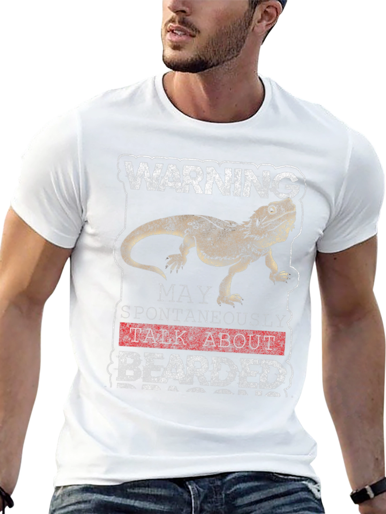 Black Warning May Spontaneously Talk About Bearded Dragons T-Shirt view 13