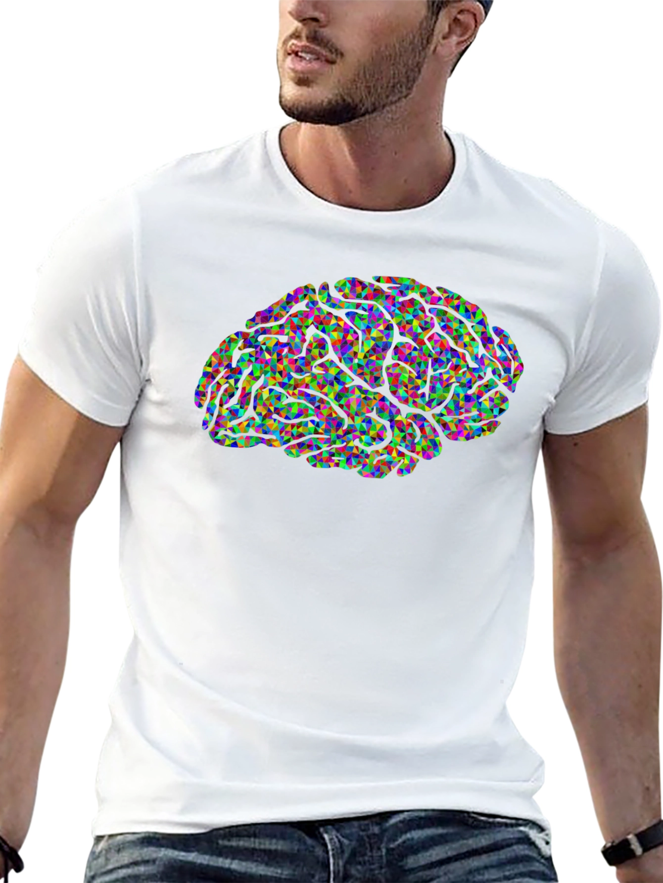 Black Abstract Brain Graphic Black T-Shirt view 13
