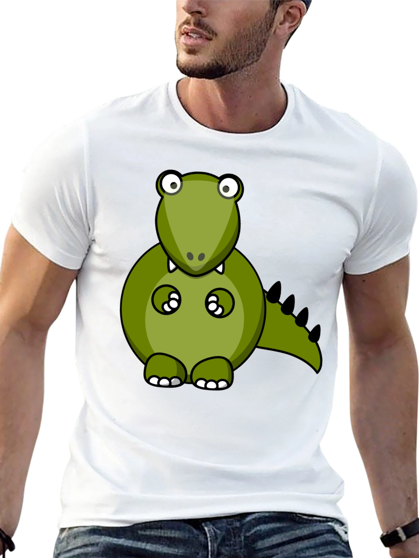 Black Cartoon Dino Graphic Tee - Men's Black T-Shirt view 13
