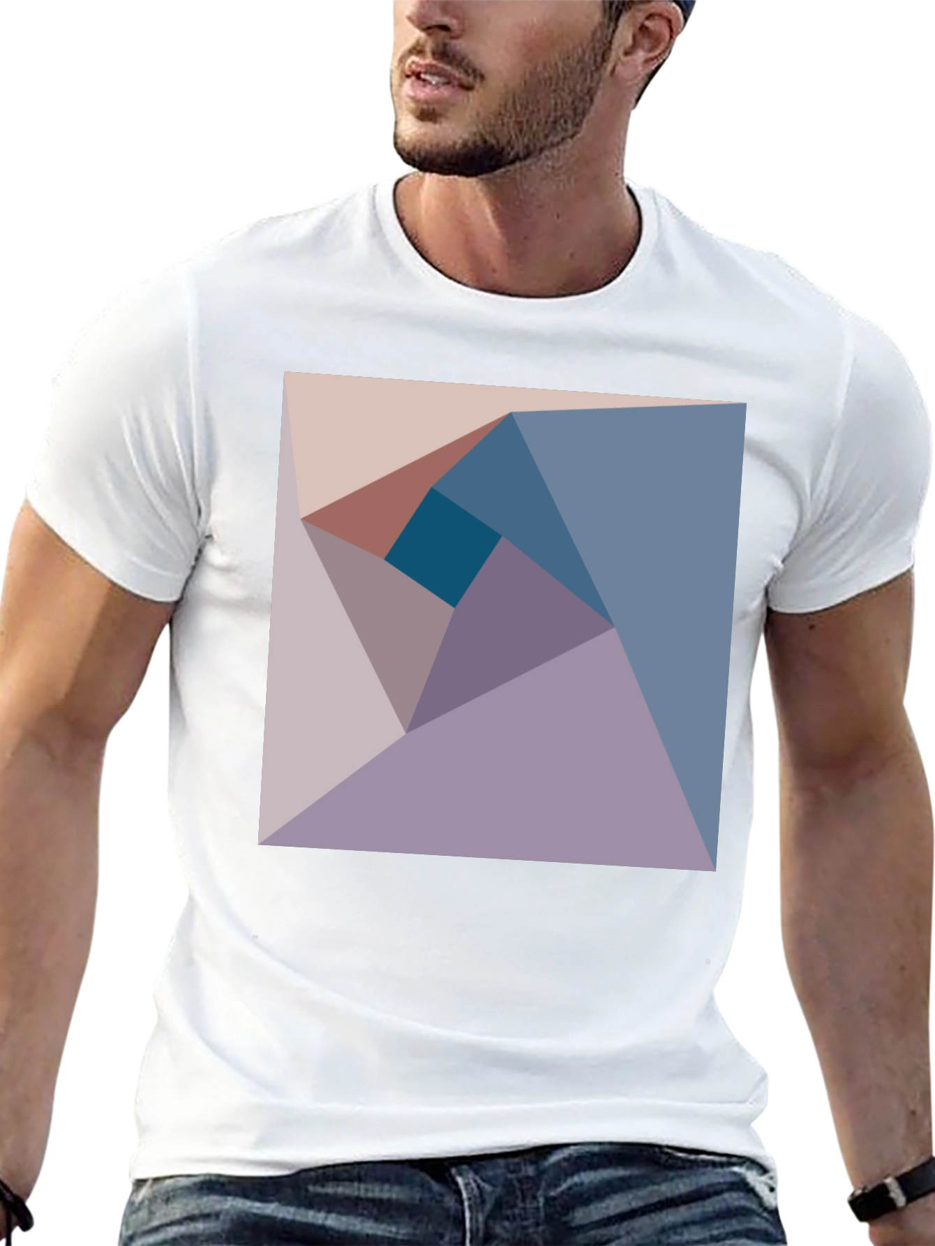 Black Geometric Design Tee - Abstract Art Shirt view 13