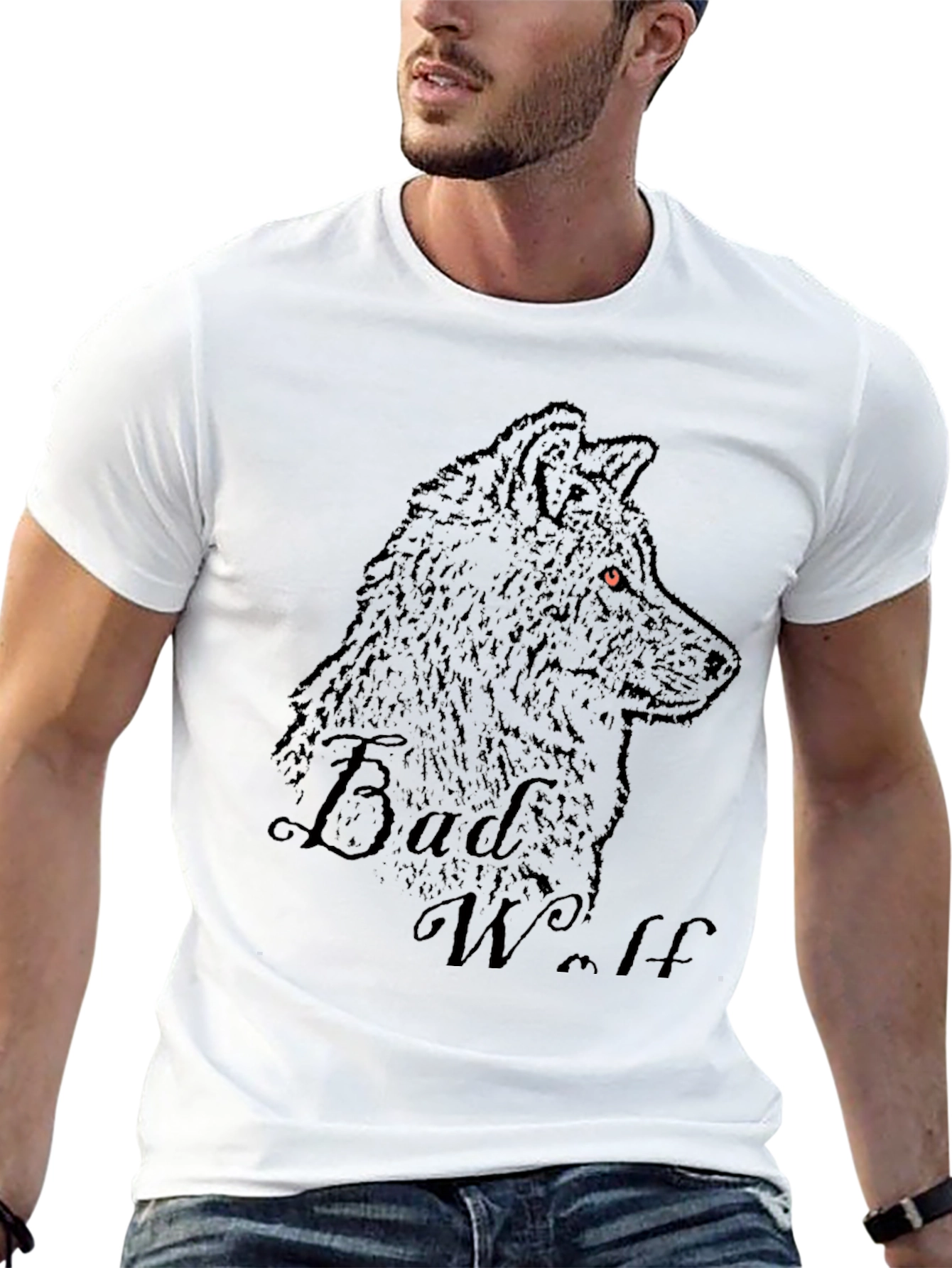 Black Bad Wolf Graphic Print Black T-Shirt view 13