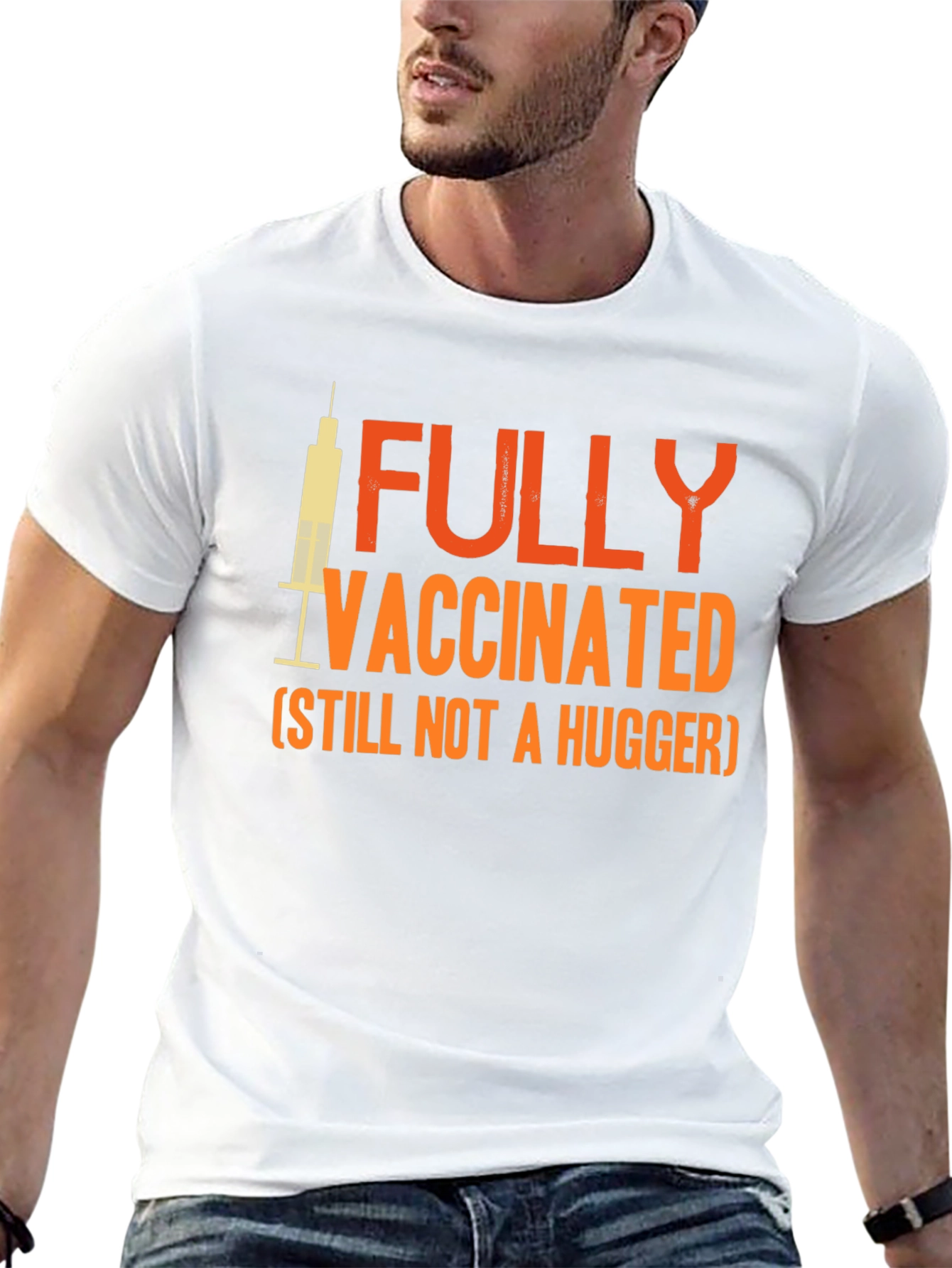 Black Fully Vaccinated Not a Hugger Graphic Tee view 13