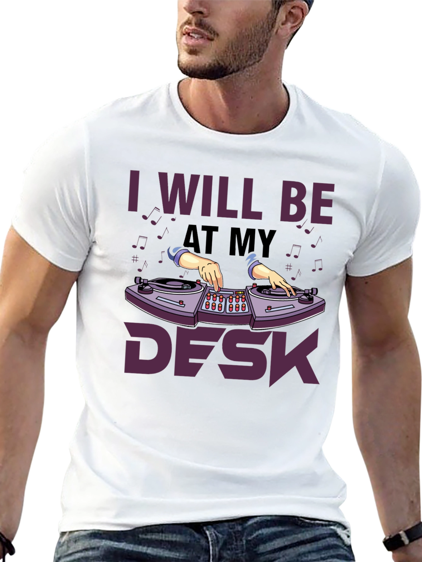 Black I Will Be At My Desk DJ T-Shirt view 13