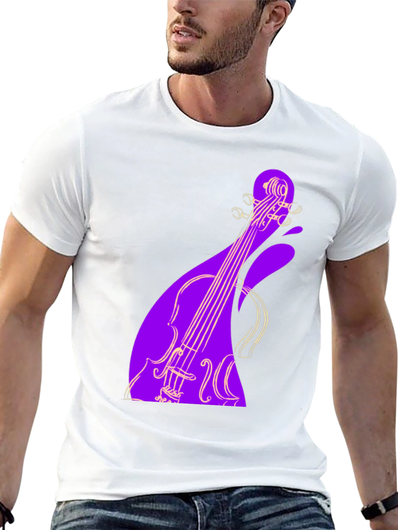 Black Violin Graphic Black Tee - Unique Music Lover Gift view 13