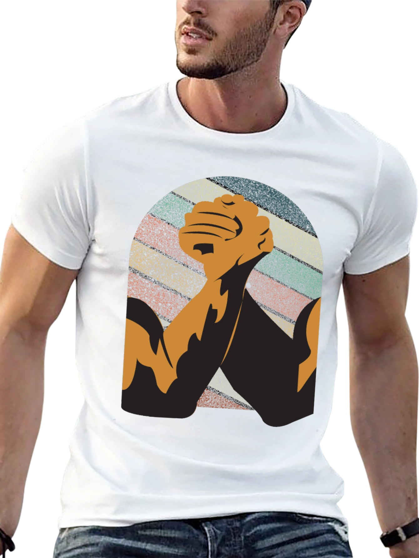 Black Vintage Arm Wrestling Graphic Tee - Black view 13