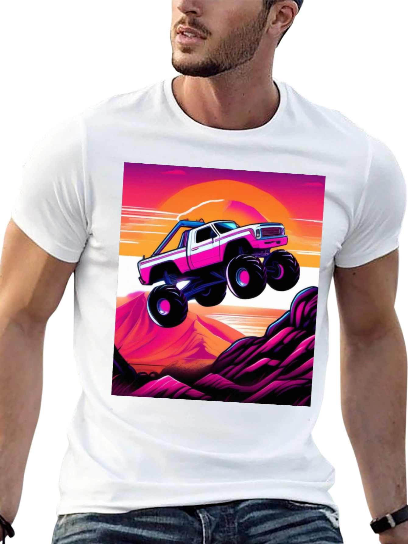 Black Retro Monster Truck Graphic Tee view 13