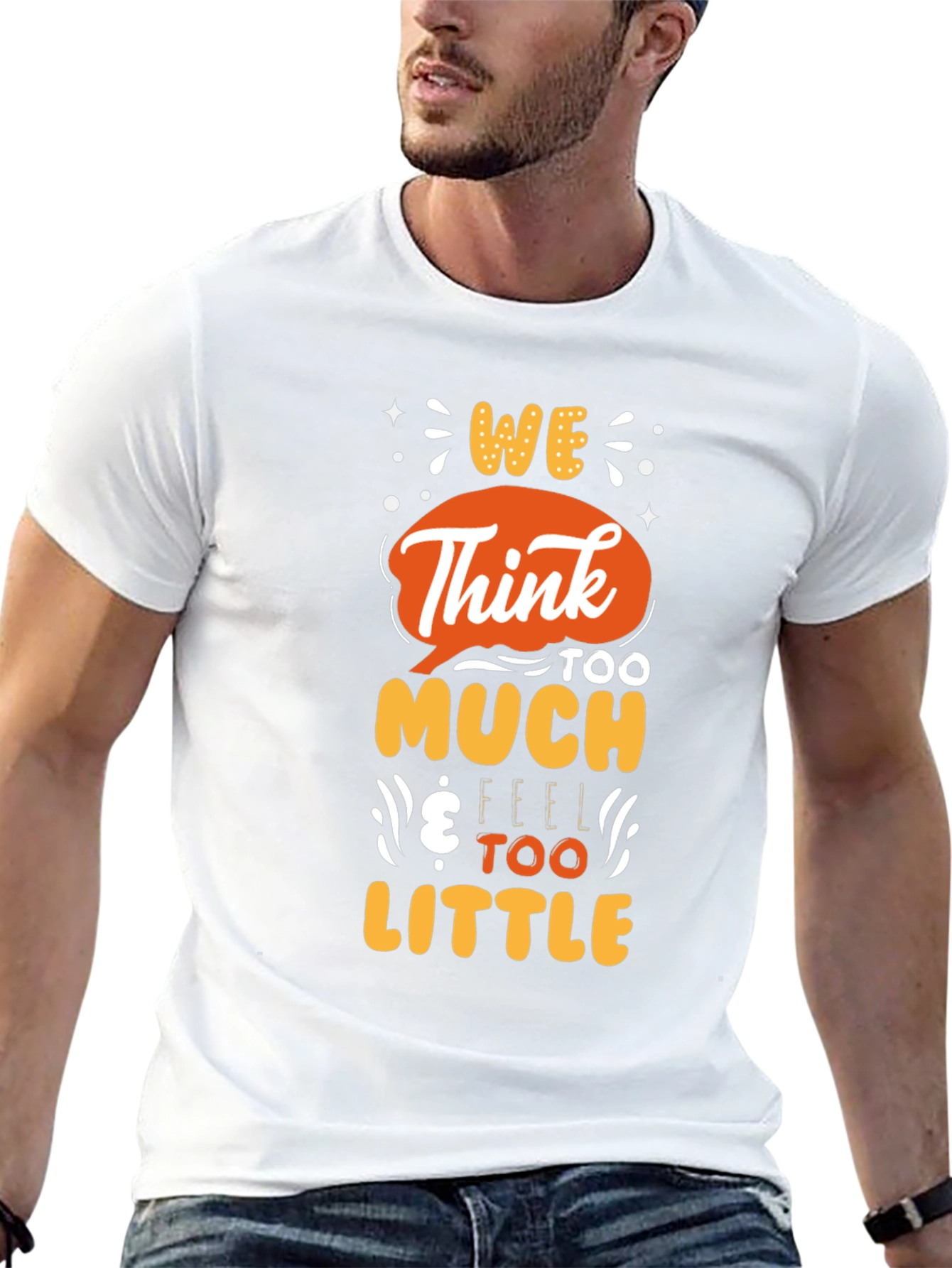 Black We Think Too Much Graphic T-Shirt view 13