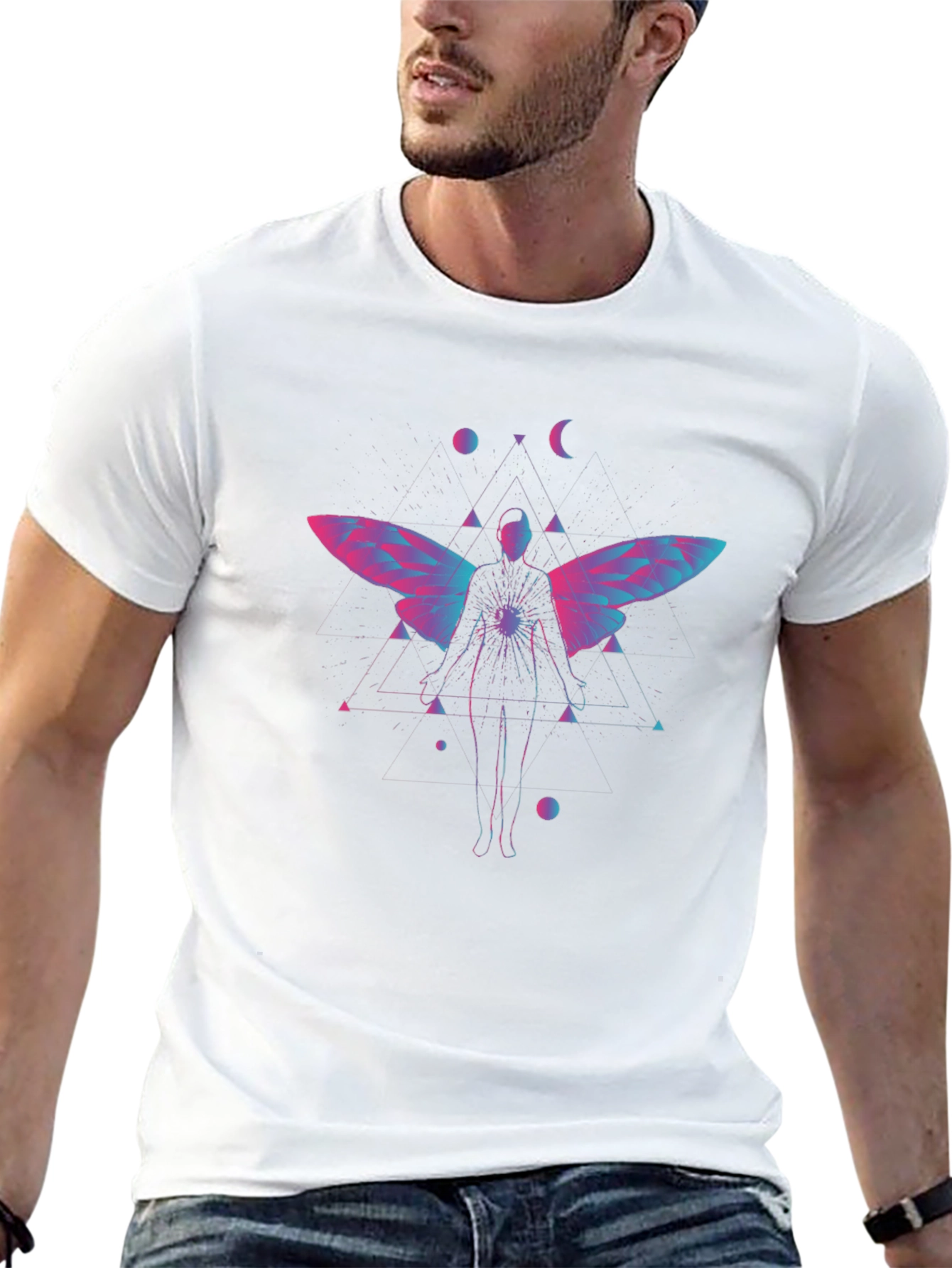 Black Geometric Fairy Graphic Tee - Black view 13