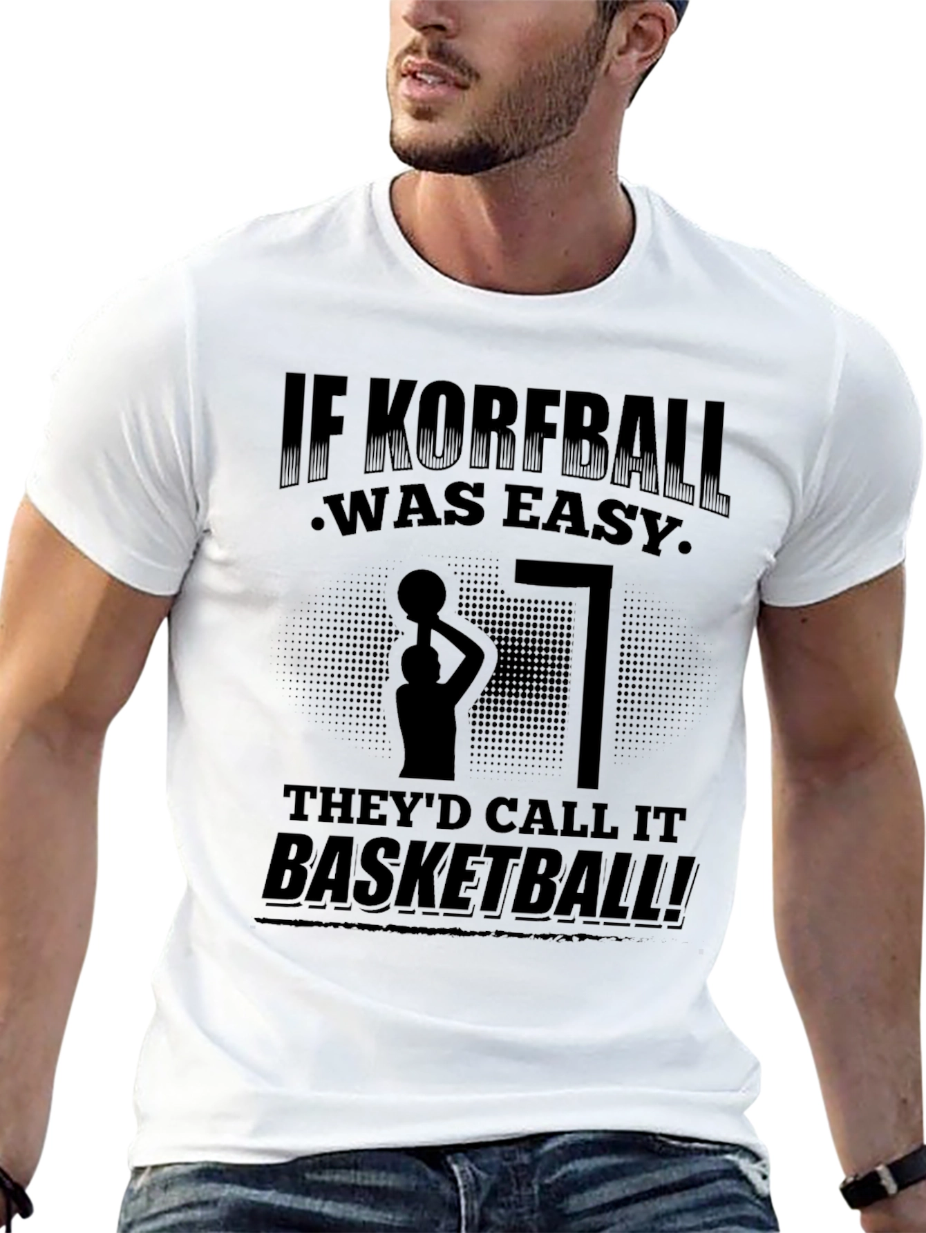 Black Korfball vs Basketball T-Shirt view 13