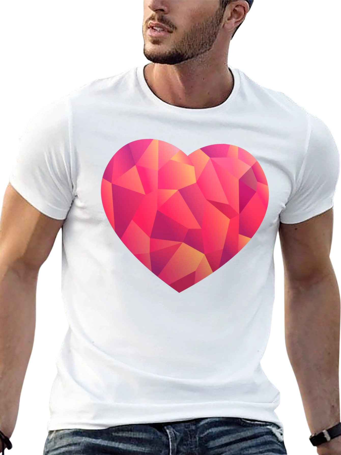 Black Geometric Heart Graphic T-Shirt - Black view 13