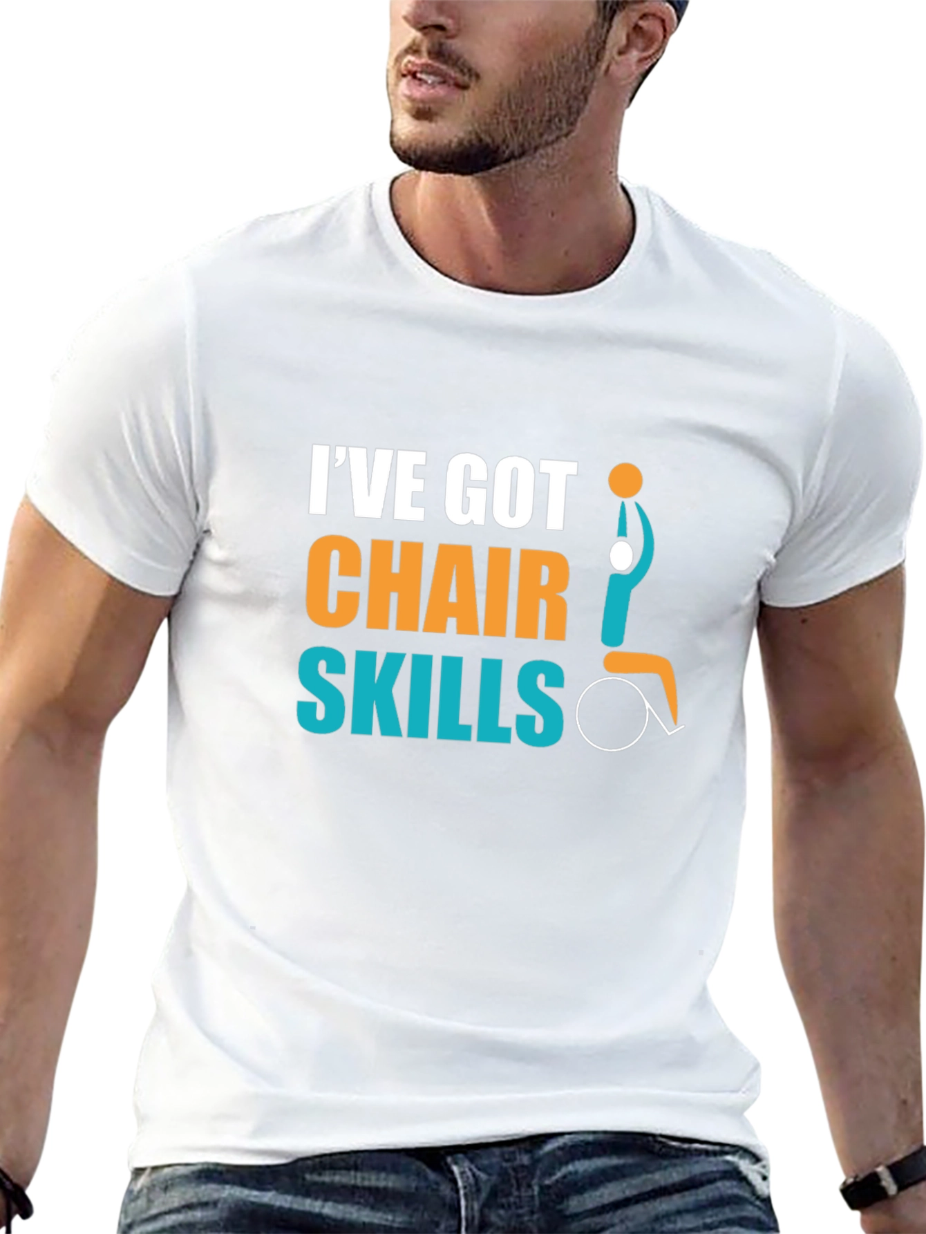 Black I've Got Chair Skills T-Shirt - Wheelchair Basketball Design view 13