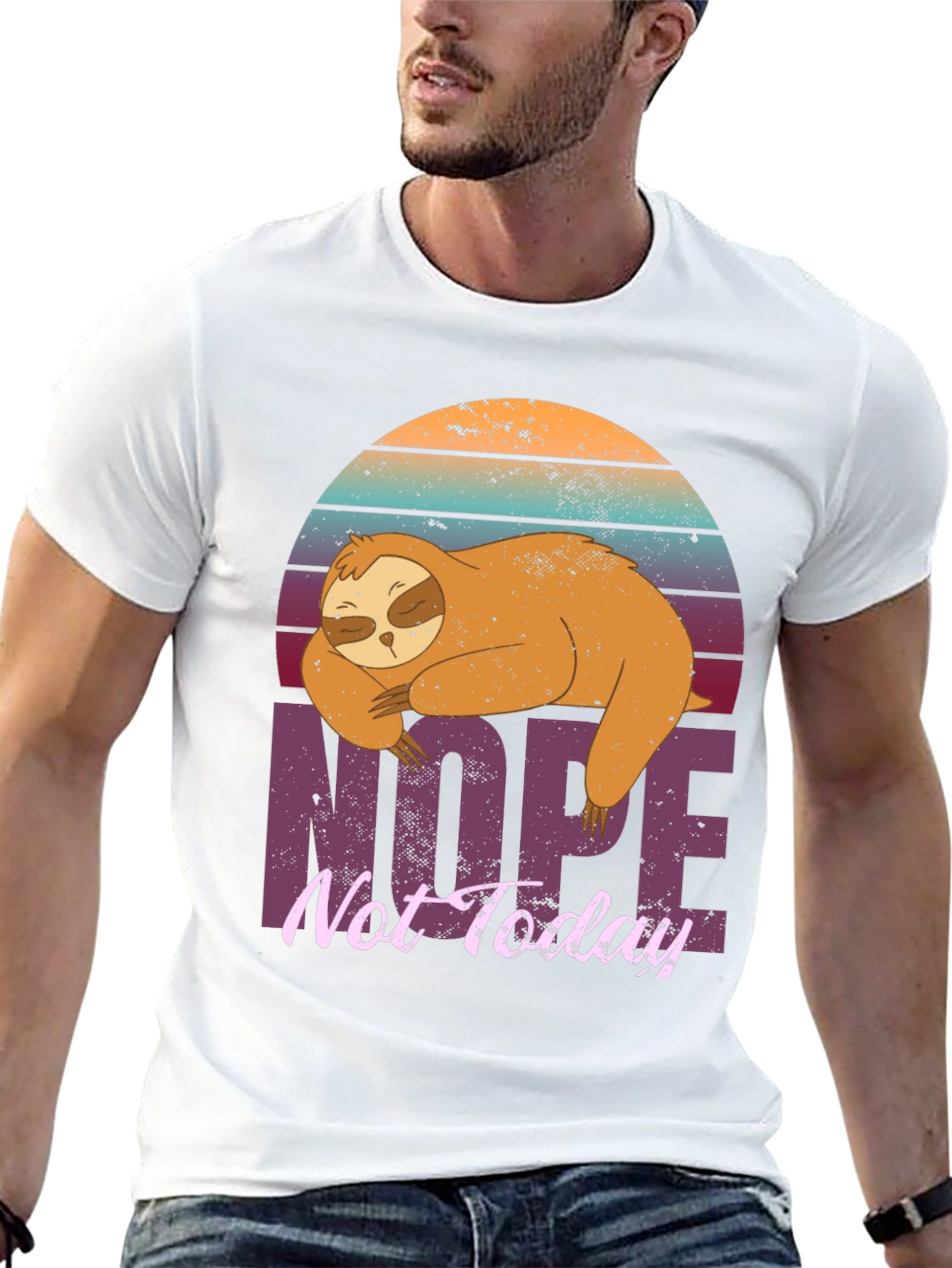 Black Sloth Nope Not Today Graphic T-Shirt view 13