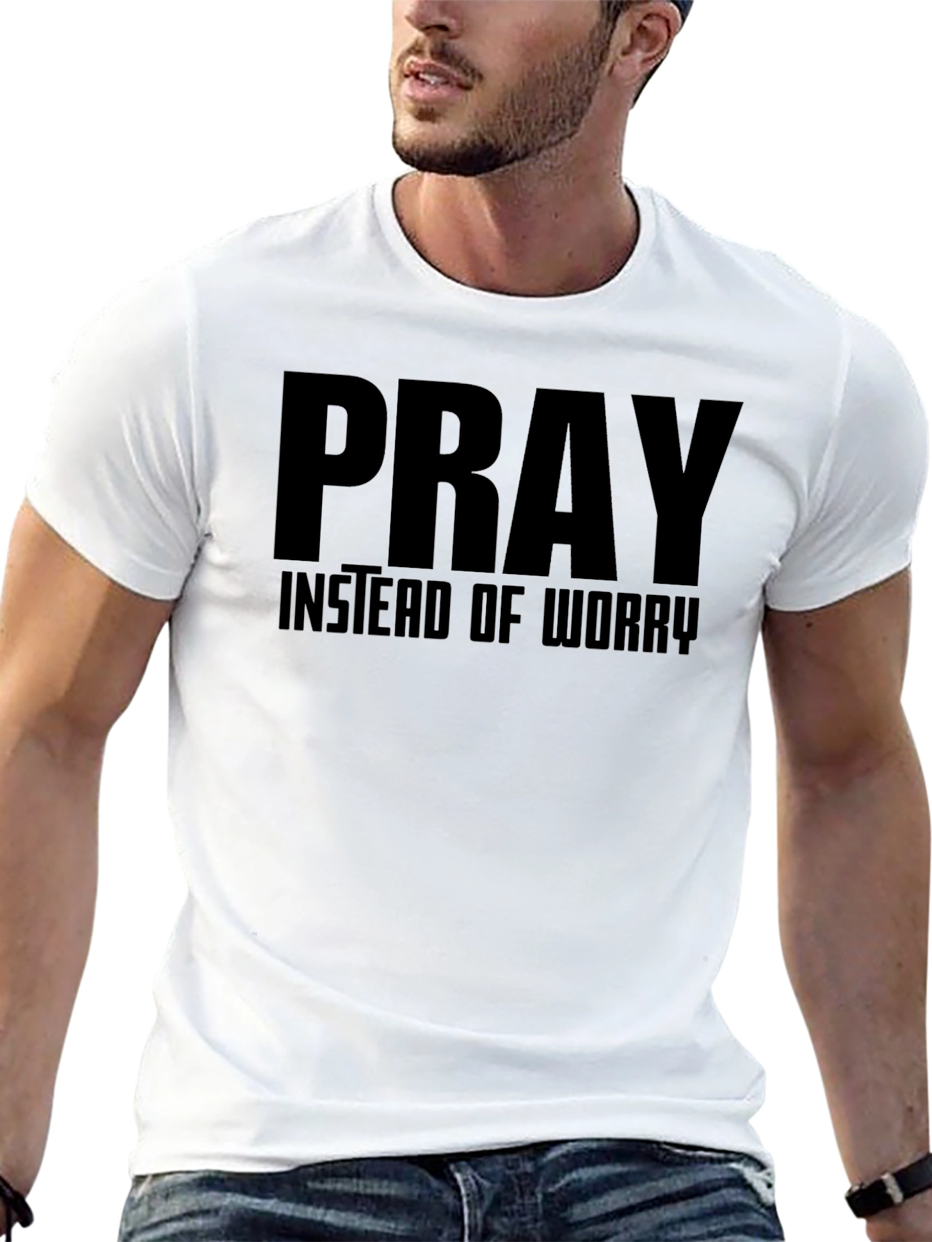 Black Pray Instead of Worry Graphic T-Shirt view 13
