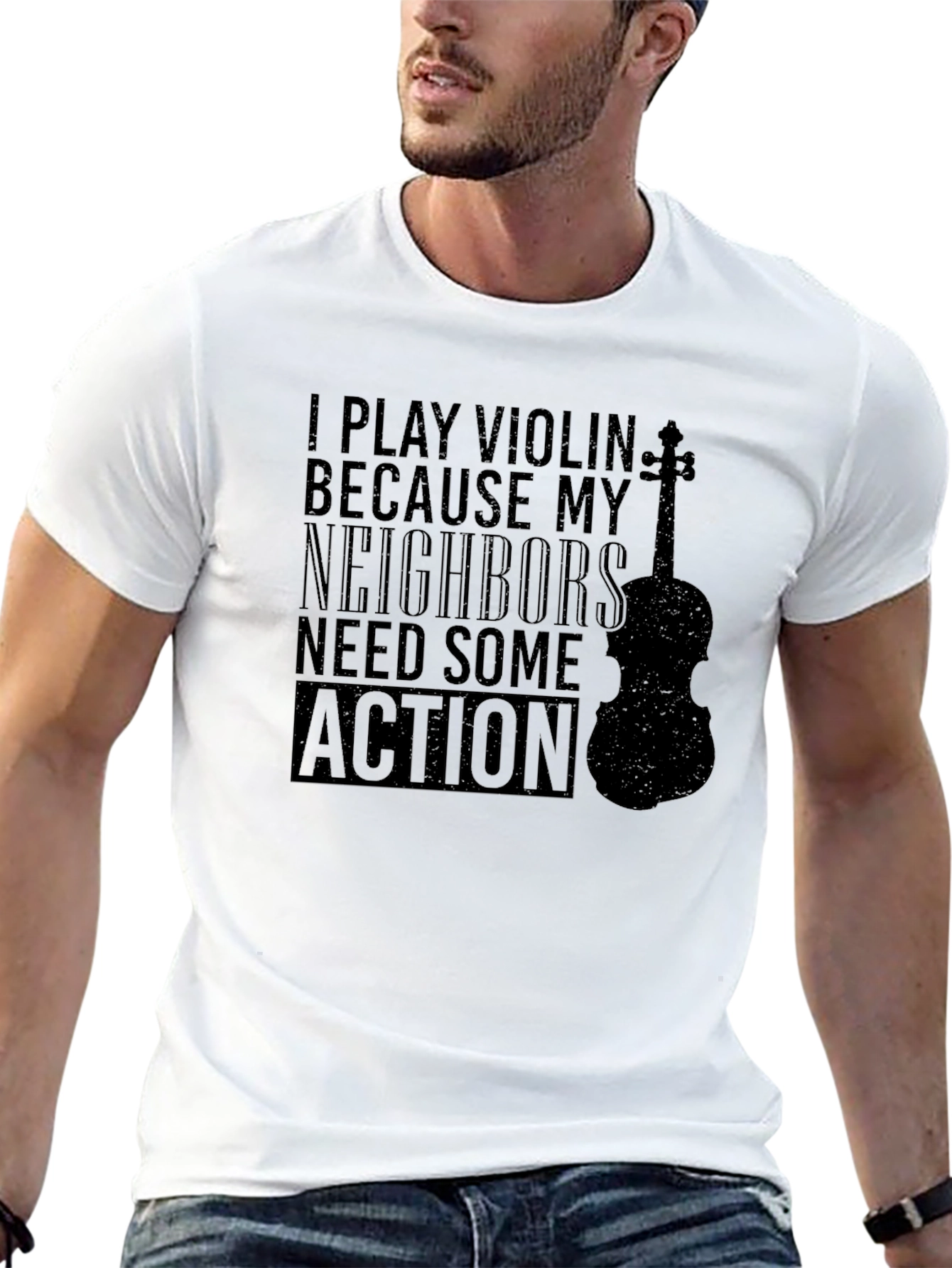 Black Violin Player T-Shirt - "Need Some Action" Humor Tee view 13