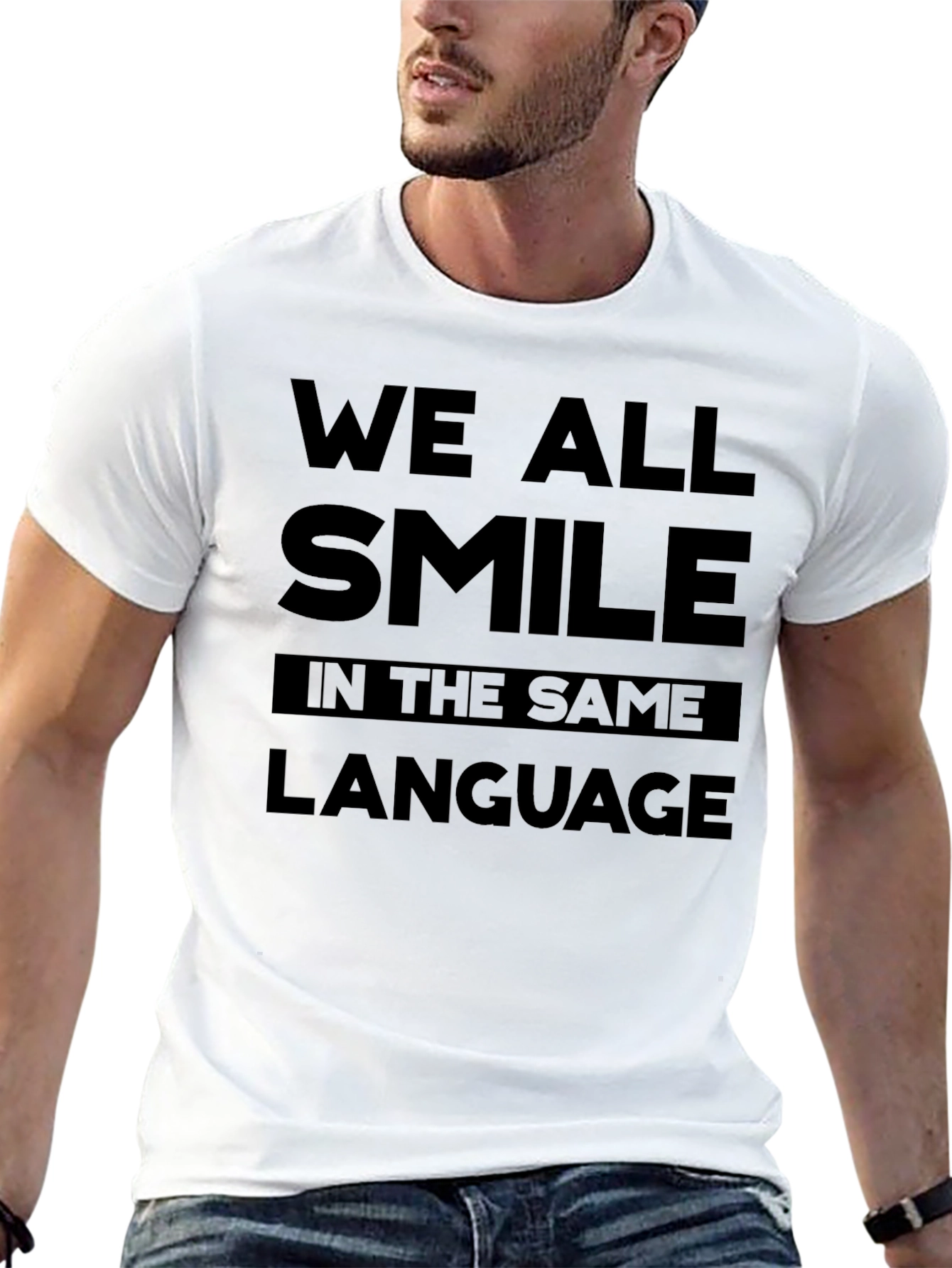 Black We All Smile in the Same Language T-Shirt - Black view 13