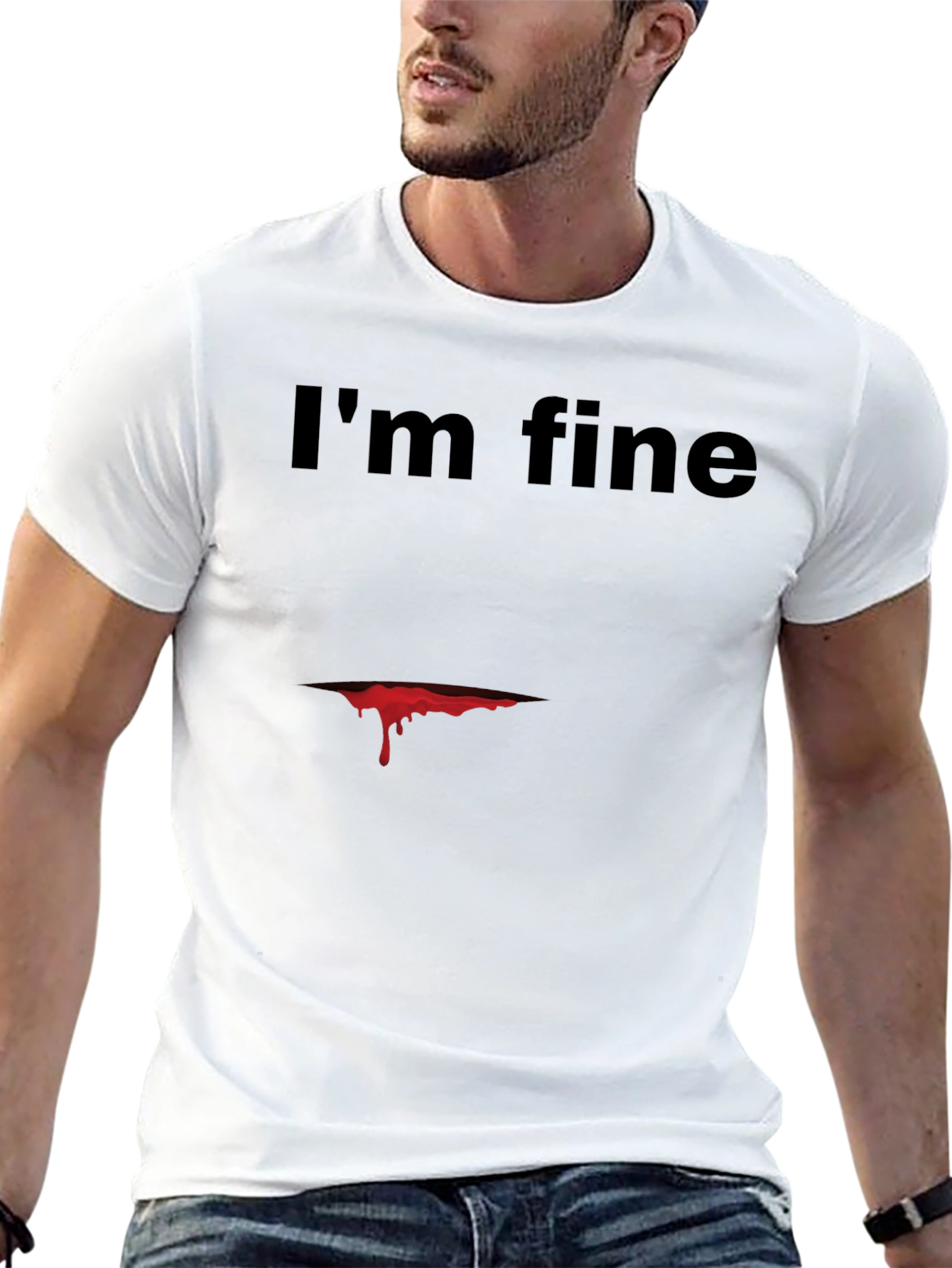 Black I'm Fine Graphic Tee - Dark Humor T-Shirt view 13