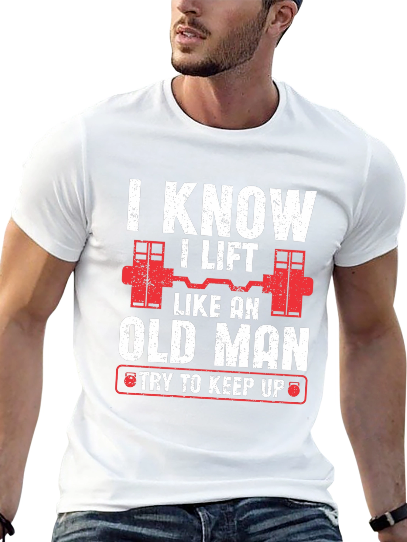 Black I Know I Lift Like An Old Man T-Shirt view 13